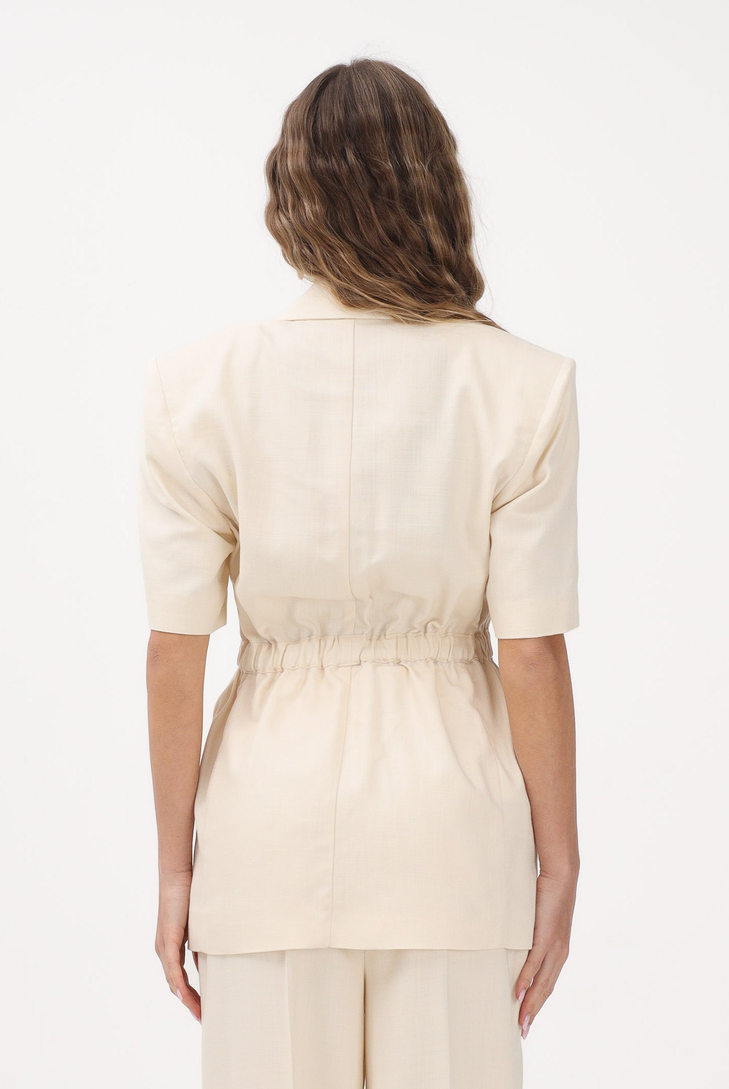 PINKO Giacca a manica corta panna da donna con vita elasticizzata<BR/> 106912A2W6 C00 PINKO