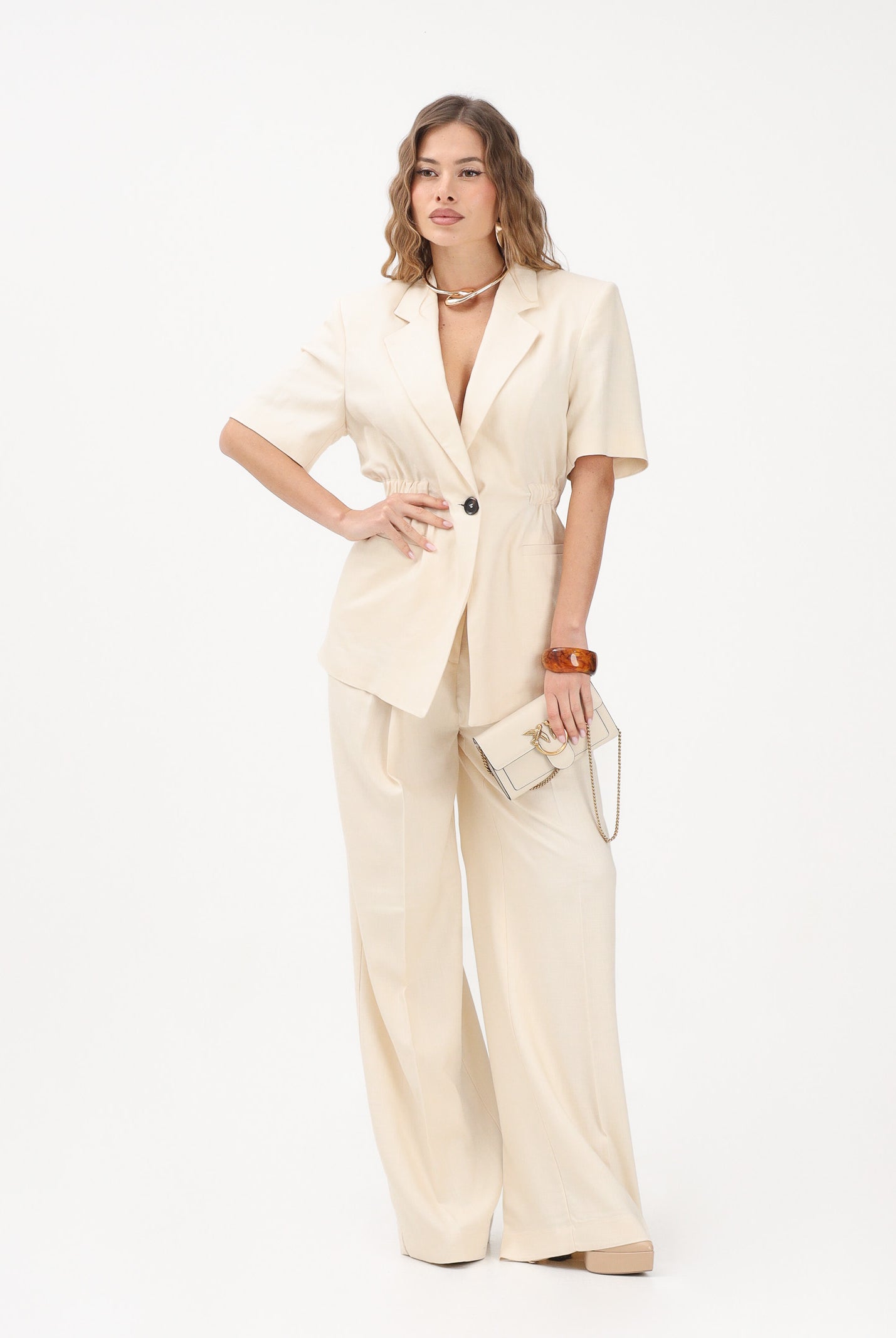 PINKO Pantalone elegante panna da donna con piega stirata 106918A2W6 C00 PINKO
