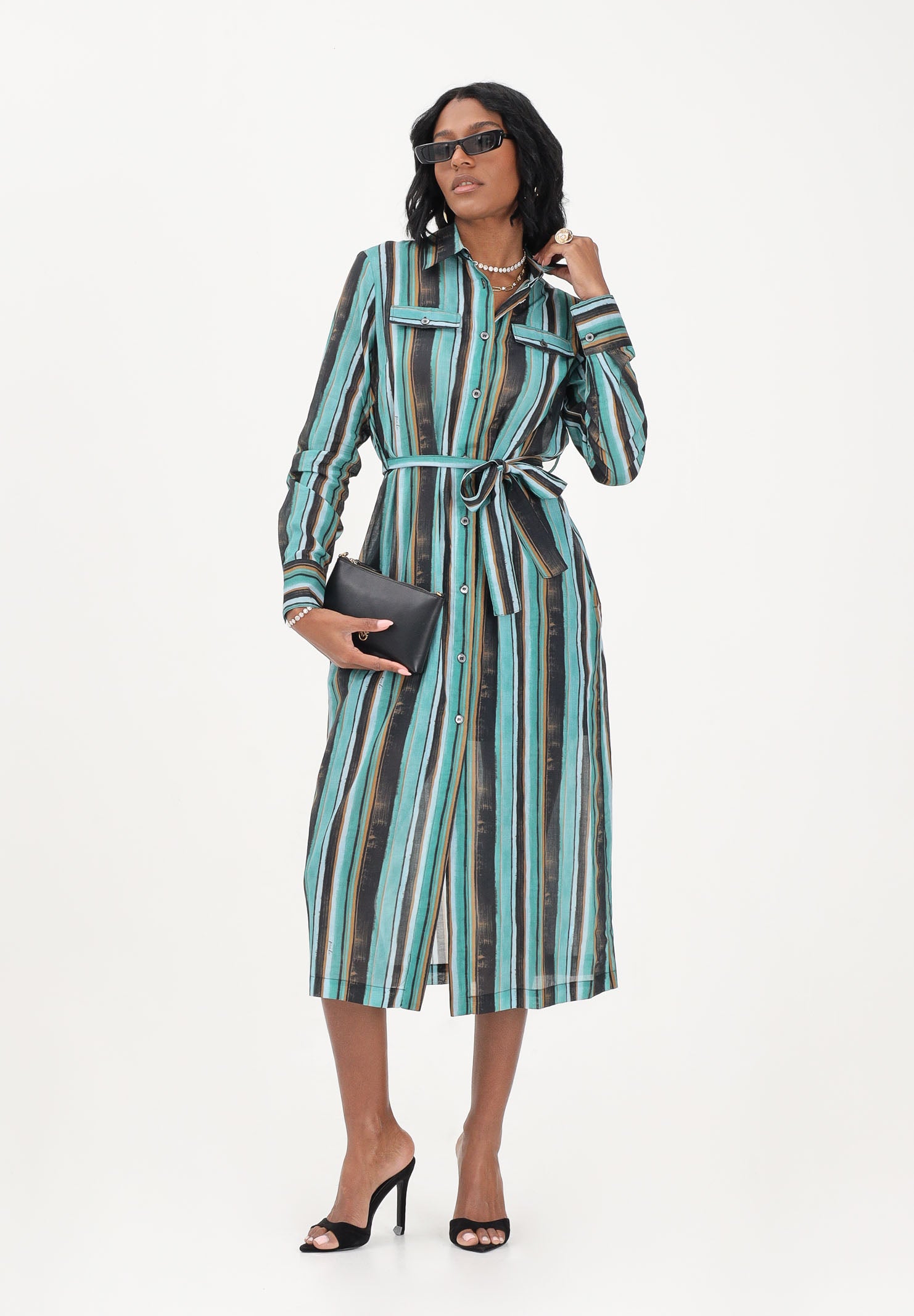 PINKO Abito midi chemisier multicolore da donna 107008A3CH SD3 PINKO