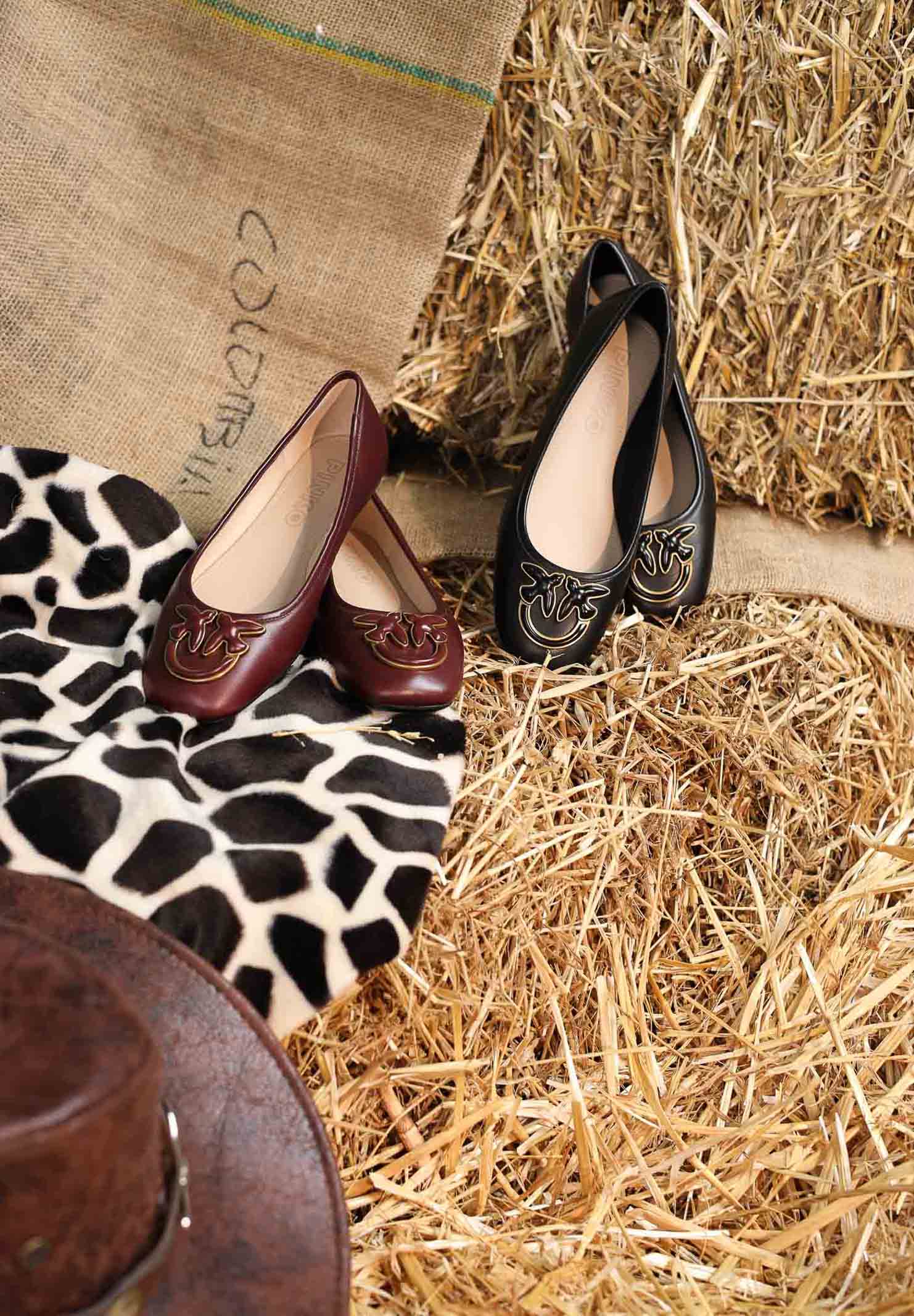 PINKO Ballerine bordeaux da donna con logo Love Birds SD0379P003P61 . PINKO