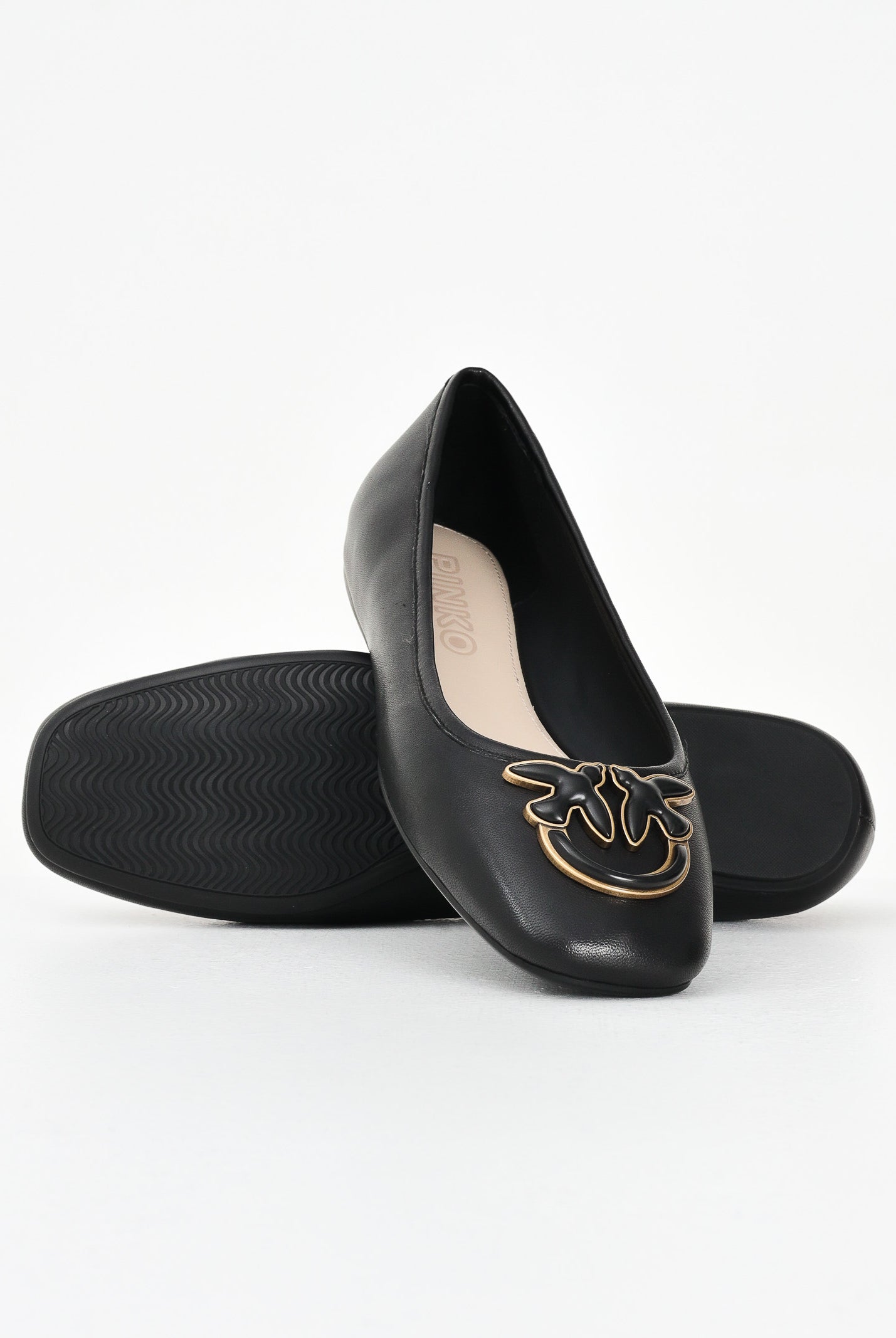 PINKO Ballerine nere da donna con logo Love Birds SD0379P003Z99 . PINKO
