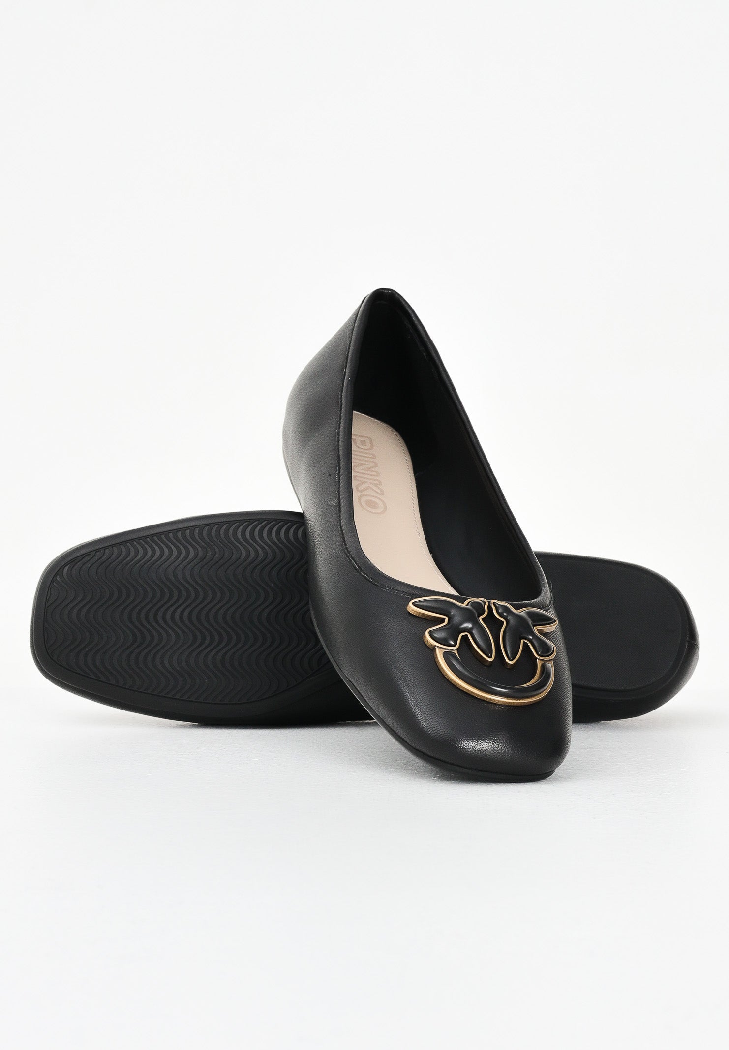 PINKO Ballerine nere da donna con logo Love Birds SD0379P003Z99 . PINKO