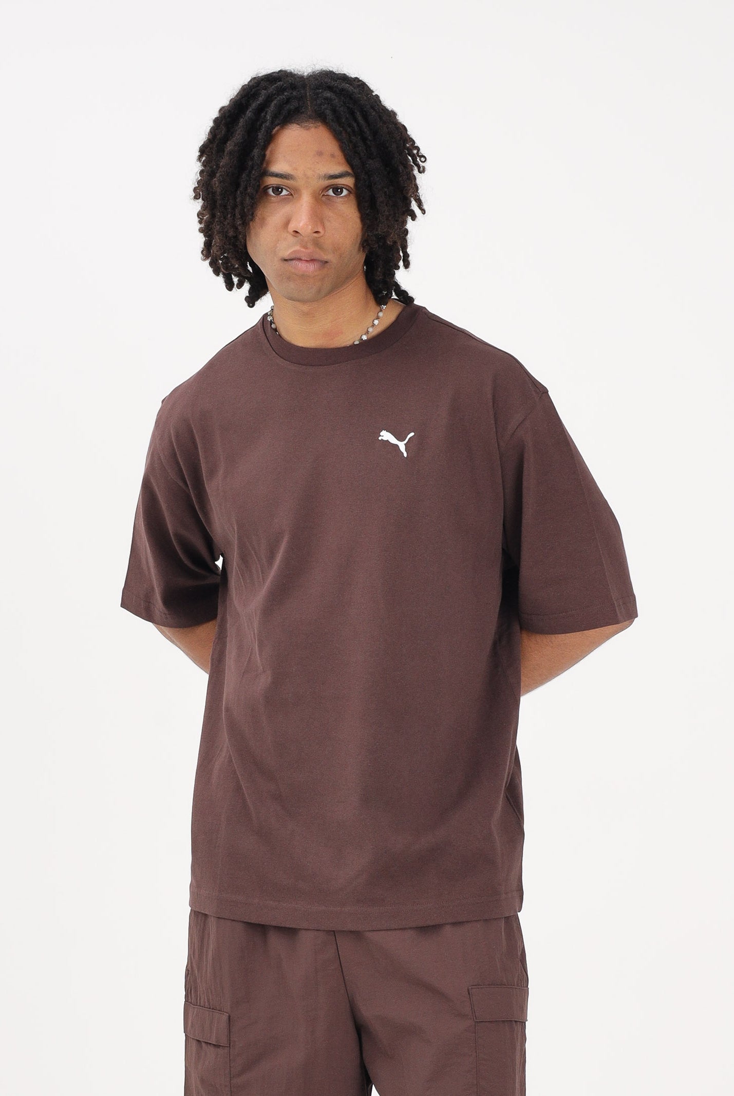 PUMA T-shirt a manica corta WARDROBE ESS marrone da uomo 629645 31 PUMA