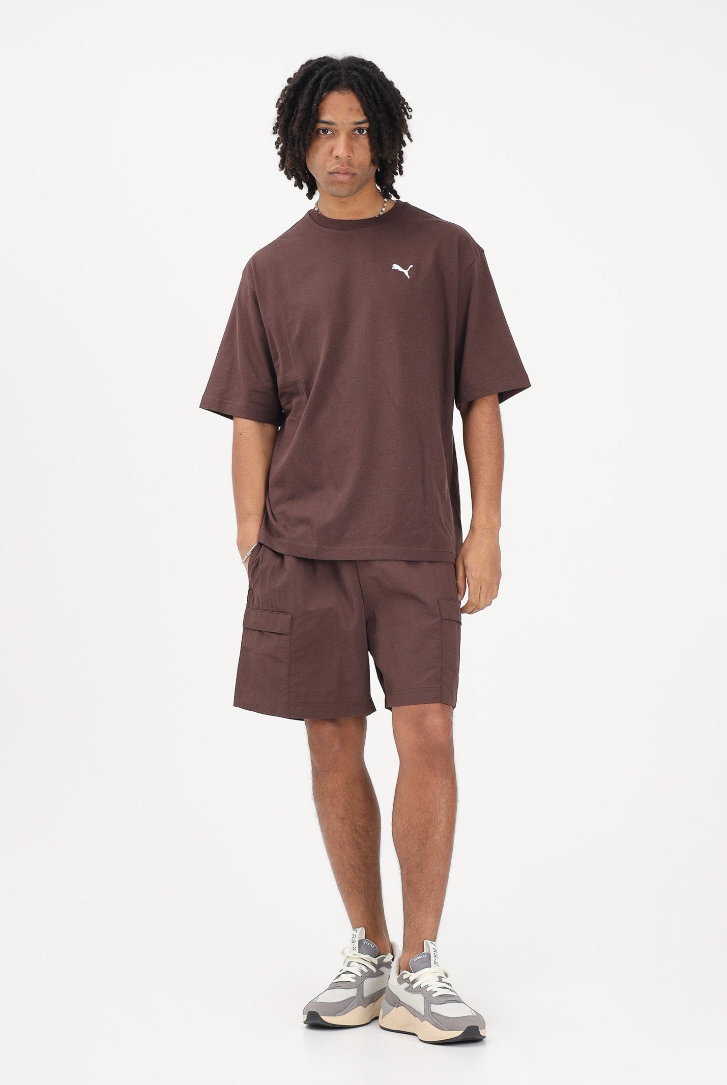 PUMA T-shirt a manica corta WARDROBE ESS marrone da uomo 629645 31 PUMA