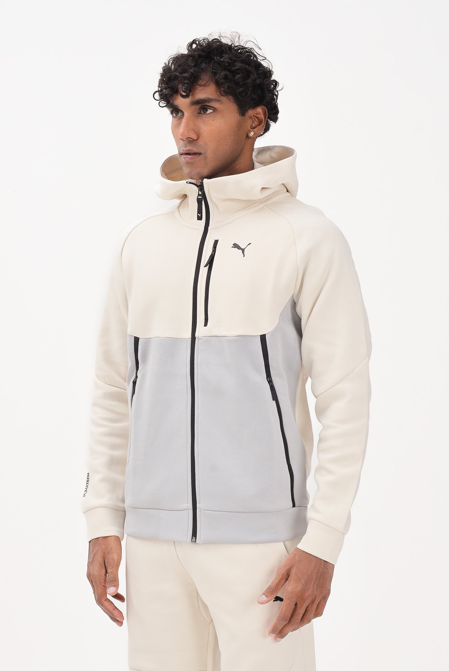 PUMA Felpa con zip PUMATECH panna da uomo 629674 91 PUMA
