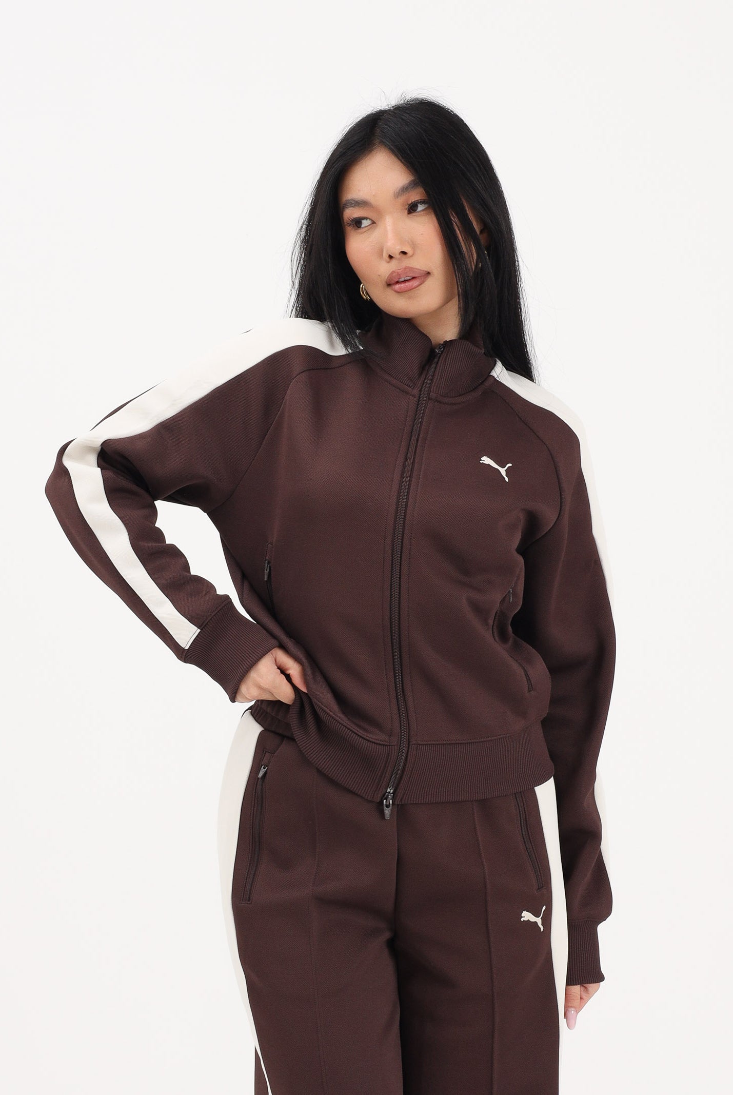 PUMA Felpa con zip T7 ALWAYS ON marrone da donna 629796 31 PUMA