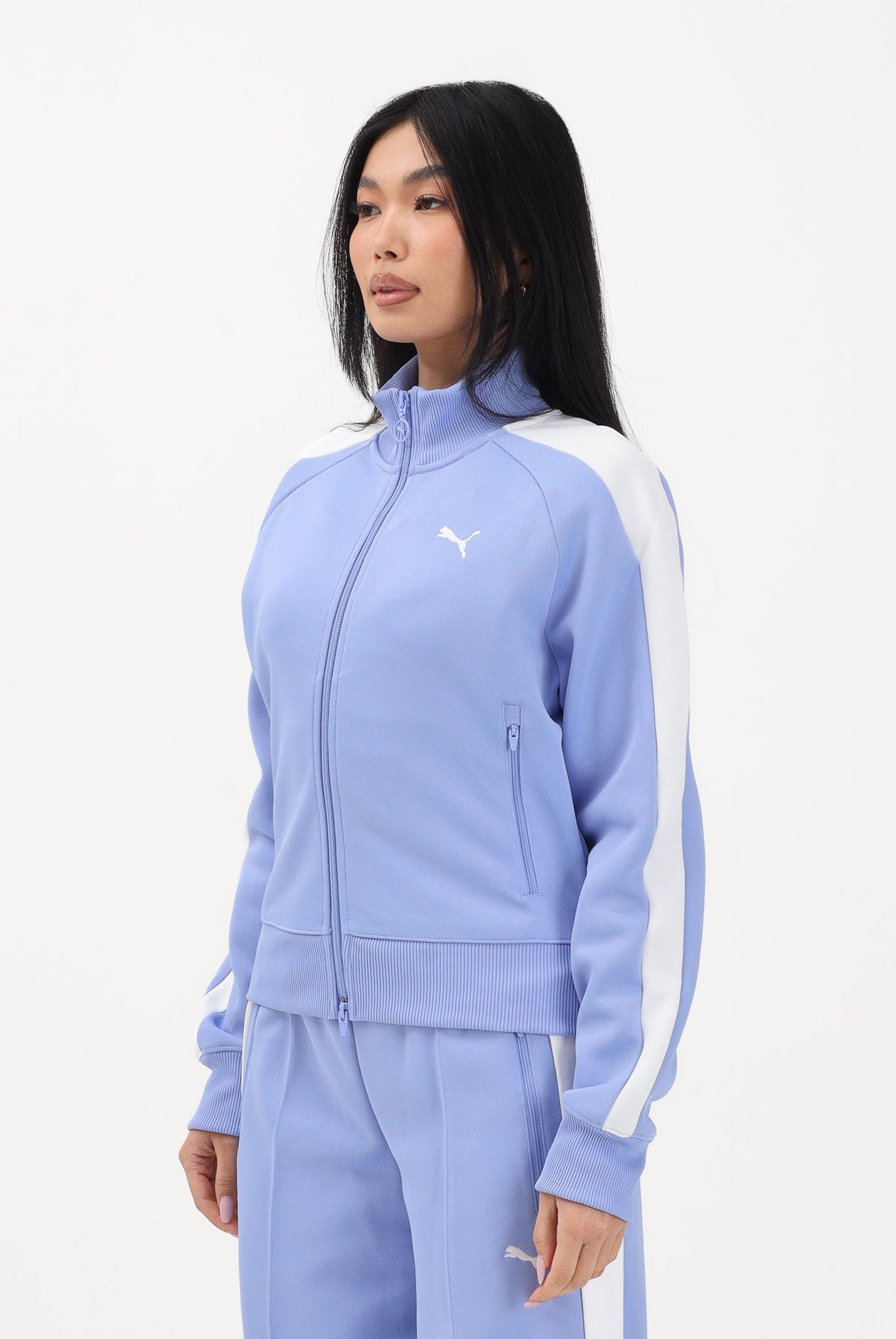 PUMA Felpa con zip T7 ALWAYS ON azzurro polvere da donna 629796 60 PUMA