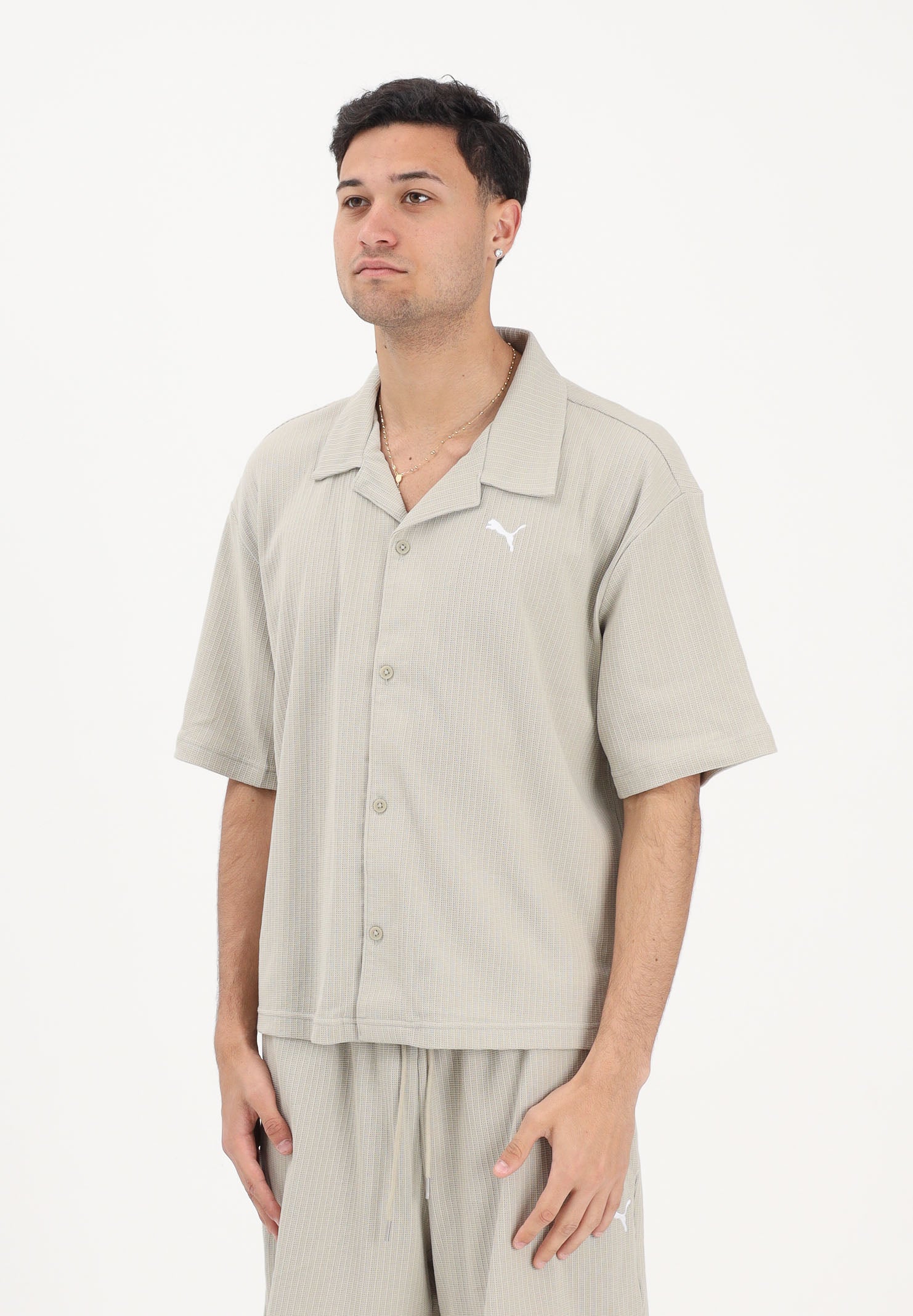 PUMA Camicia a manica corta Wardrobe Essentials beige da uomo 634363 61 PUMA