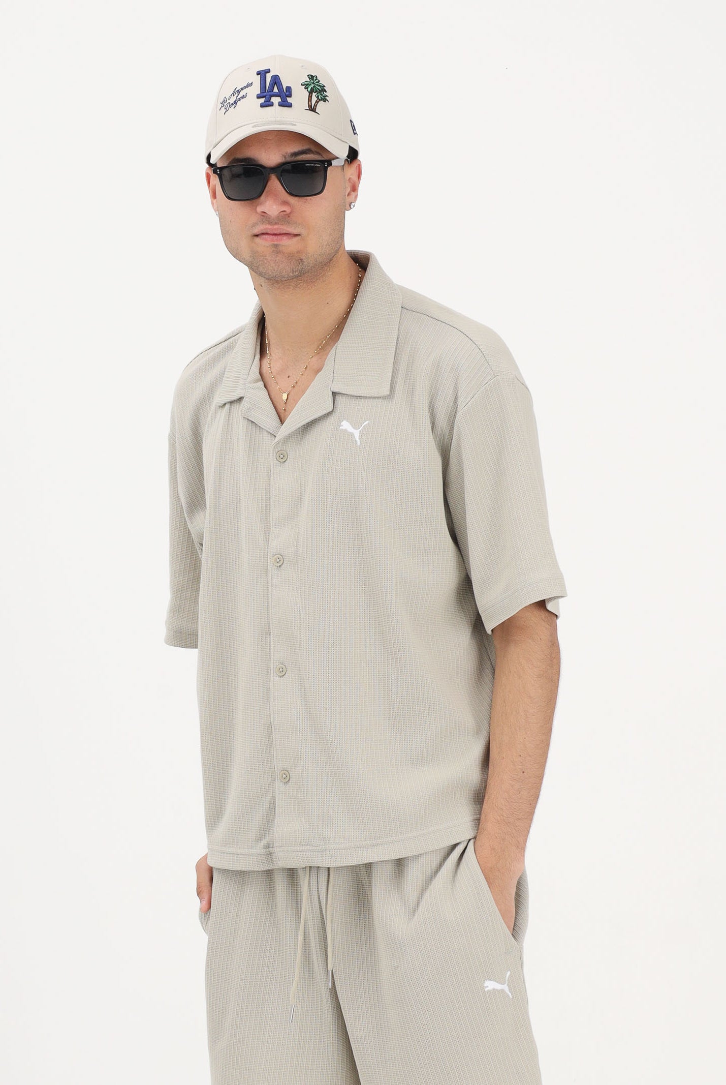 PUMA Camicia a manica corta Wardrobe Essentials beige da uomo 634363 61 PUMA