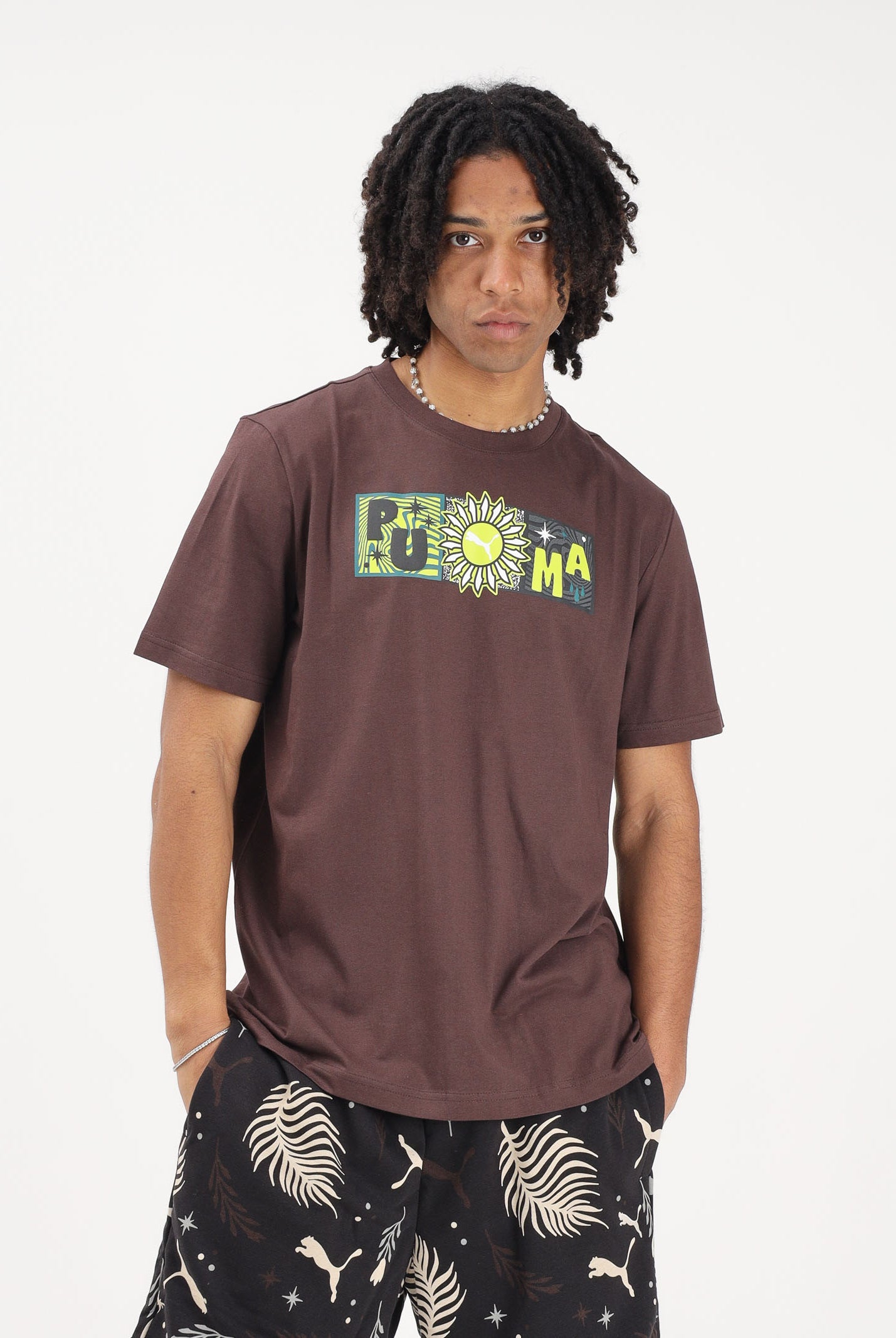 PUMA T-shirt a manica corta Sunset Drive marrone da uomo 634394 31 PUMA