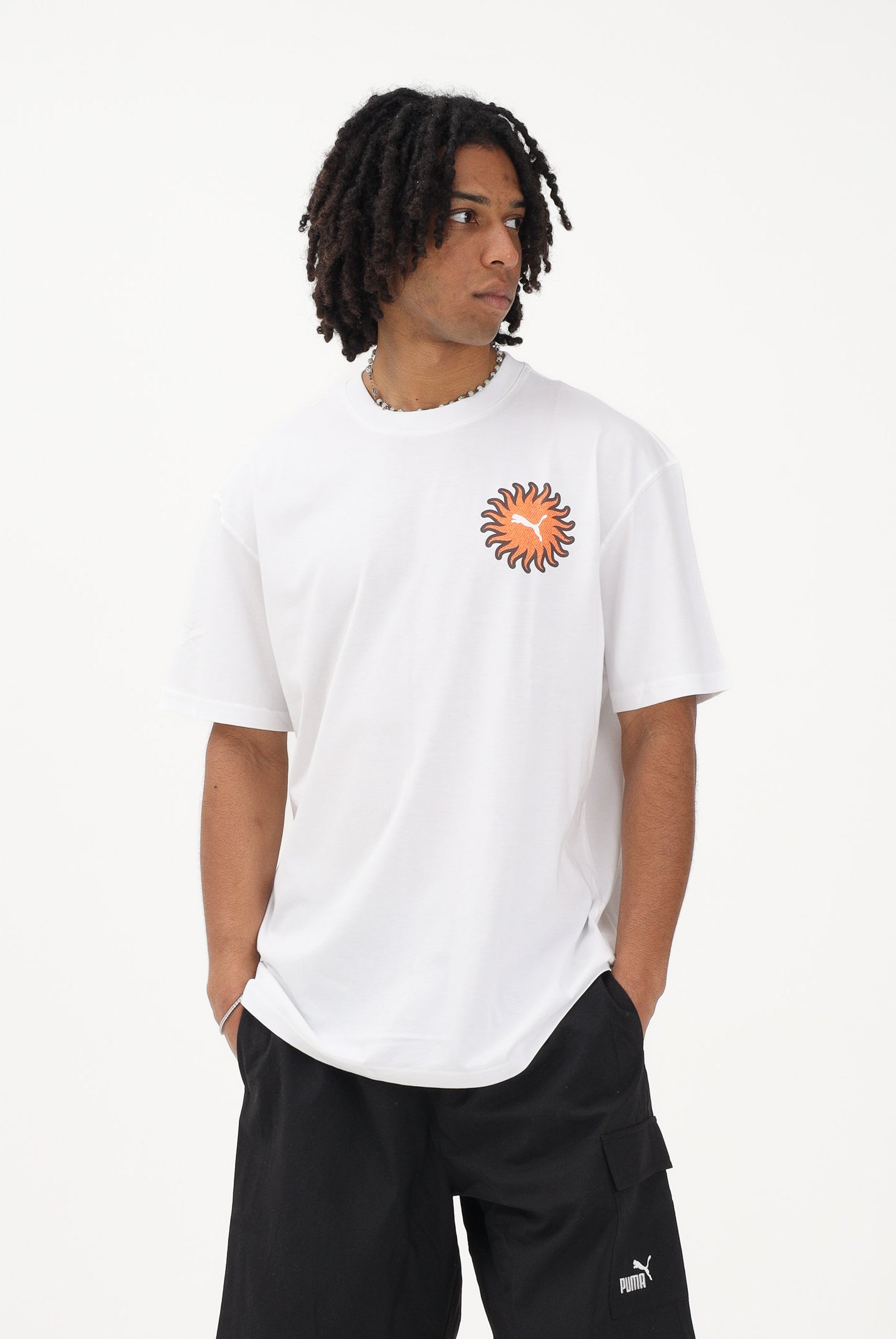PUMA T-shirt a manica corta Sunset Drive bianca da uomo 634395 02 PUMA