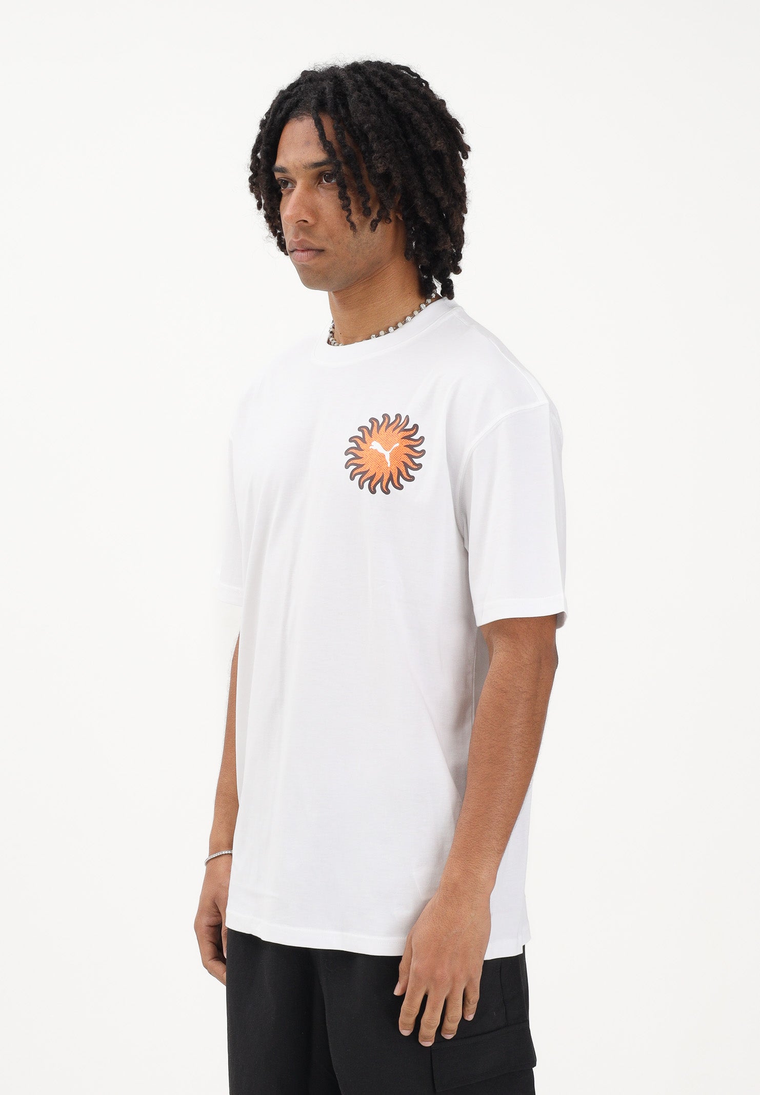 PUMA T-shirt a manica corta Sunset Drive bianca da uomo 634395 02 PUMA