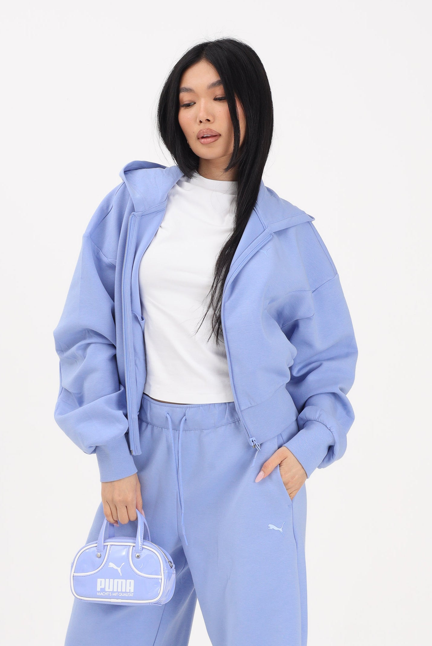 PUMA Felpa con zip PUMATECH SENSE azzurro polvere da donna 634571 60 PUMA