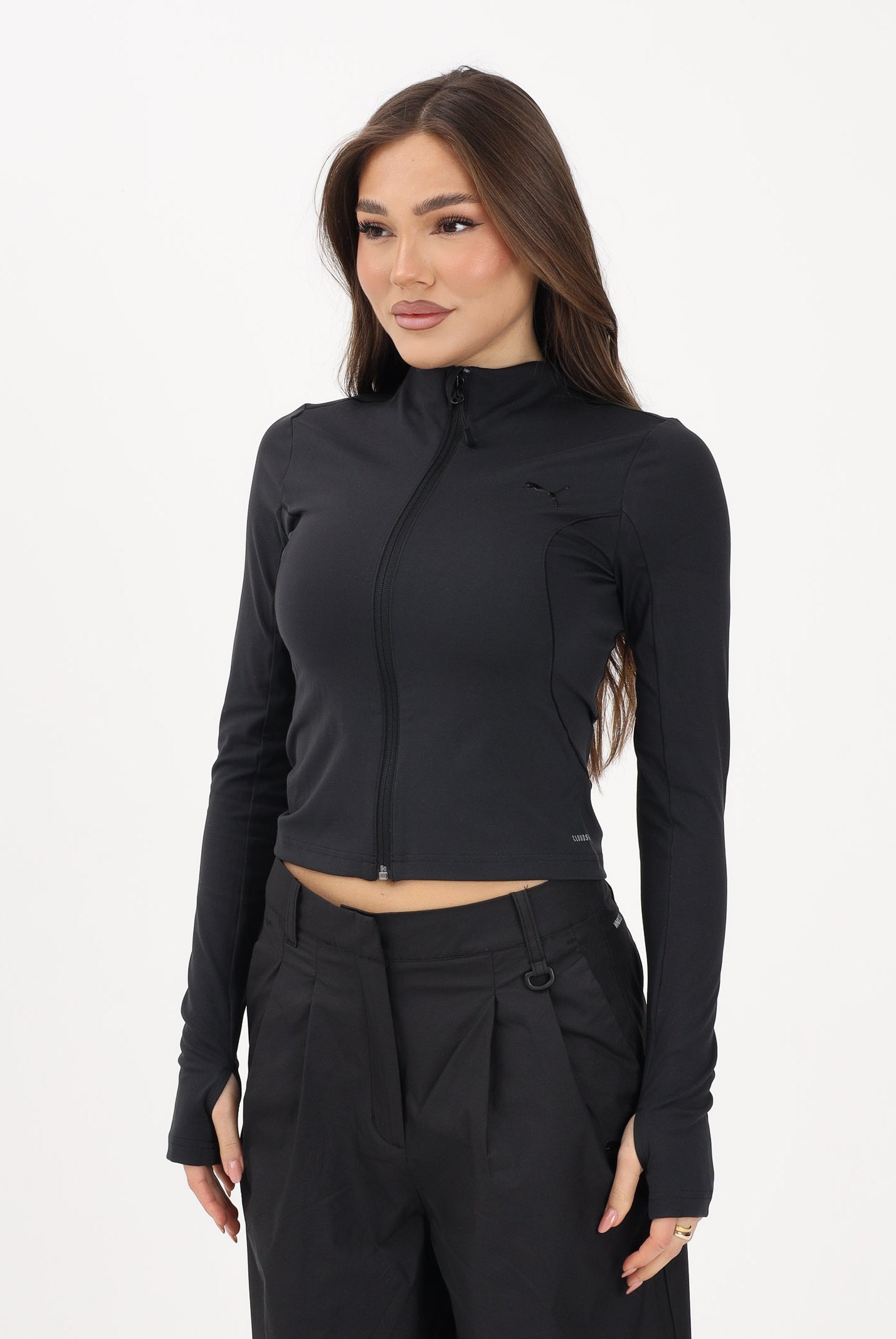PUMA Felpa con zip PUMATECH SENSE nera da donna 634573 01 PUMA