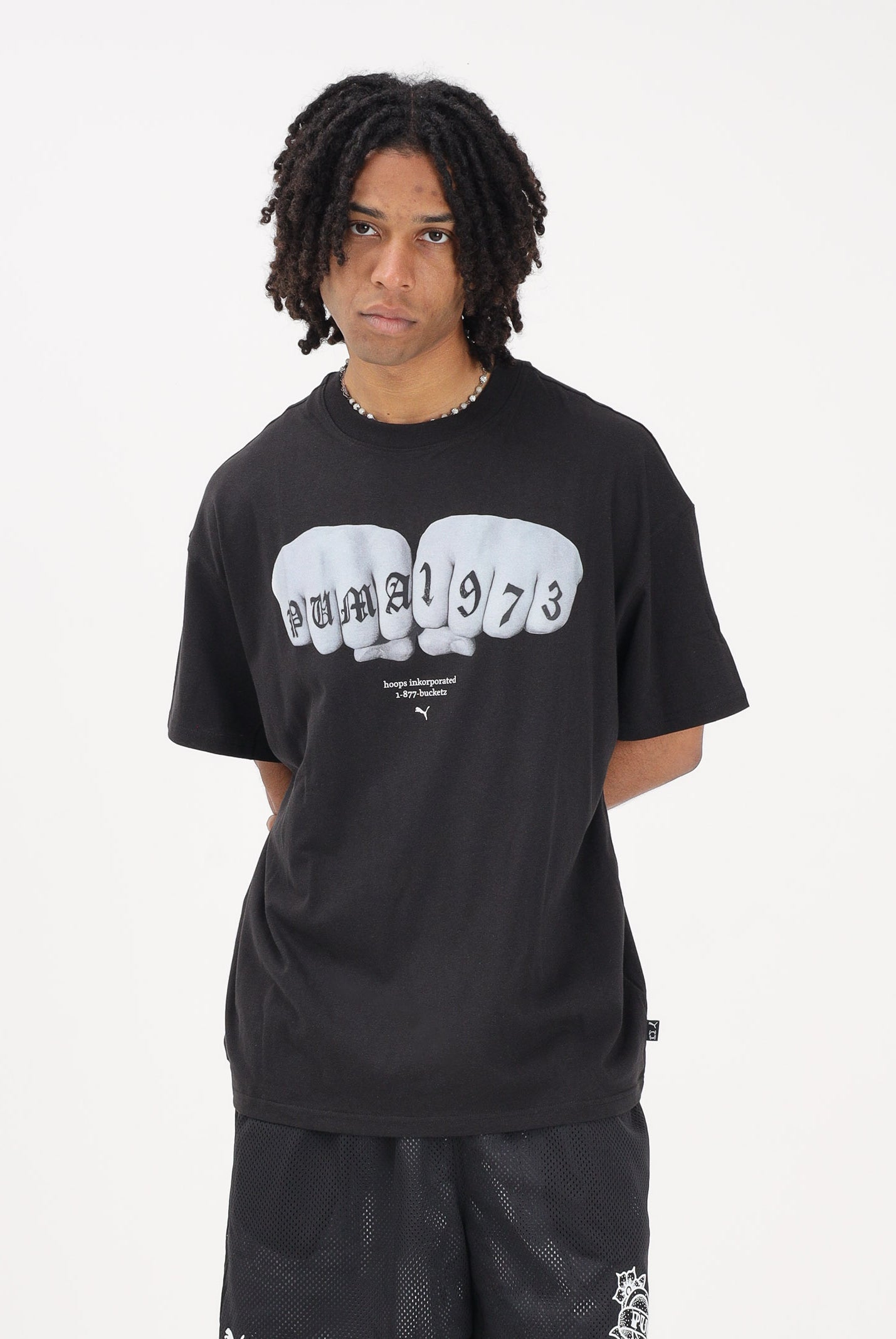 PUMA T-shirt a manica corta Swish and Ink nera da uomo 634658 01 PUMA