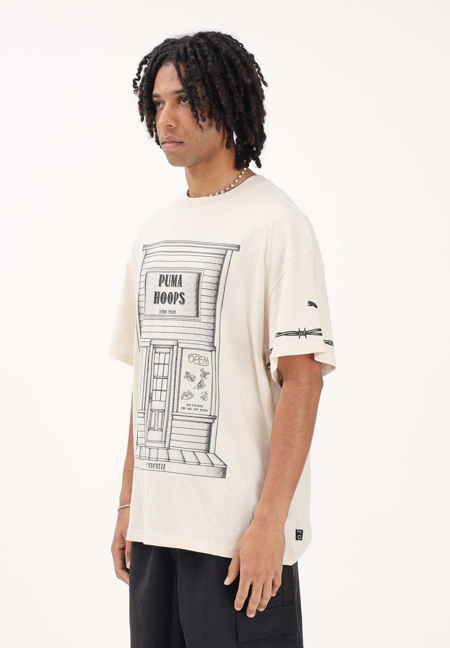 PUMA T-shirt a manica corta Swish and Ink panna da uomo 634659 01 PUMA