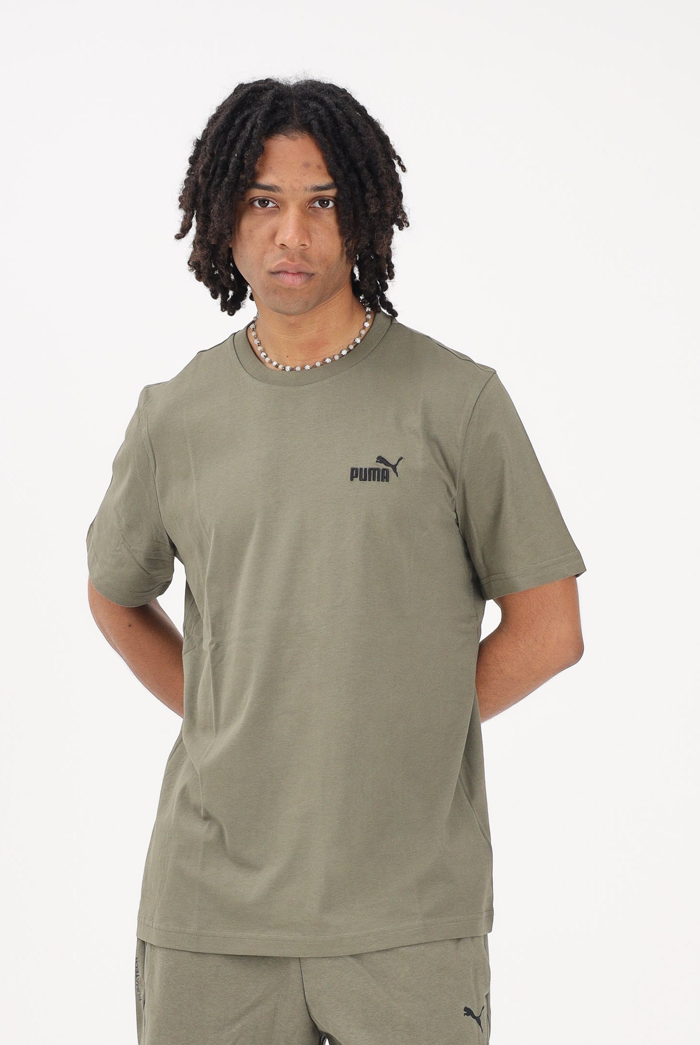PUMA T-shirt a manica corta Ess Small No. 1 Logo verde militare da uomo 682535 81 PUMA
