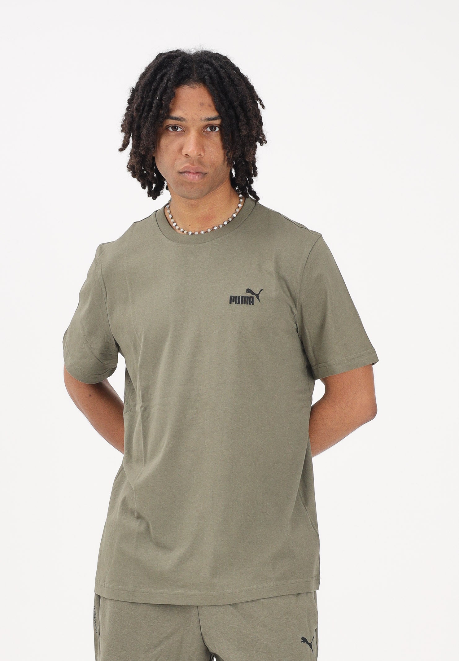 PUMA T-shirt a manica corta Ess Small No. 1 Logo verde militare da uomo 682535 81 PUMA