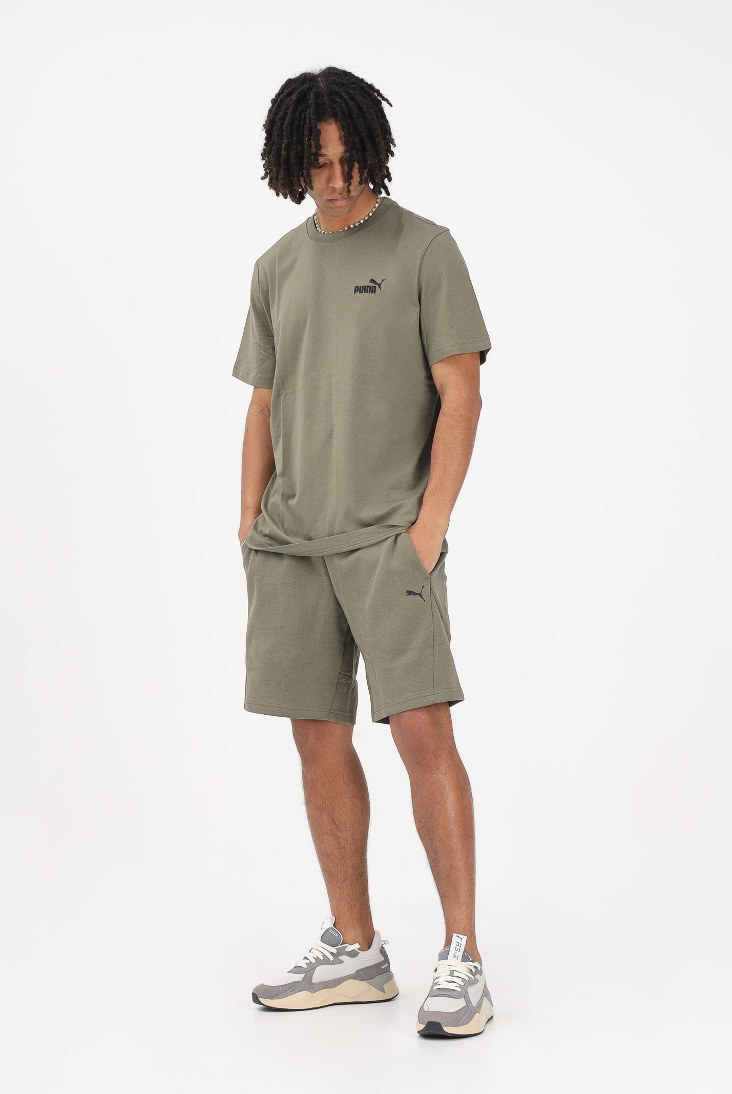 PUMA T-shirt a manica corta Ess Small No. 1 Logo verde militare da uomo 682535 81 PUMA