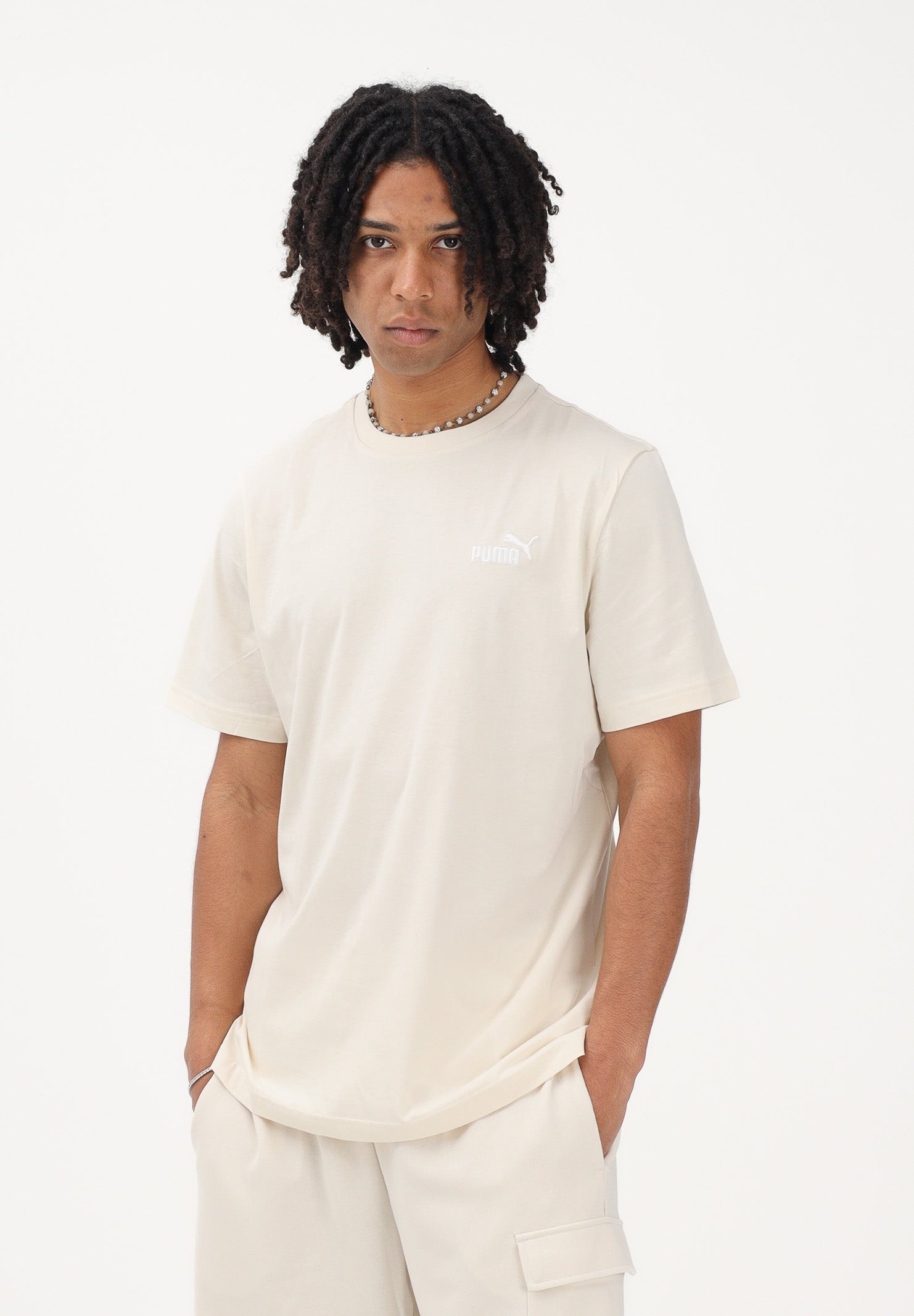 PUMA T-shirt a manica corta Ess Small No. 1 Logo panna da uomo 682535 87 PUMA
