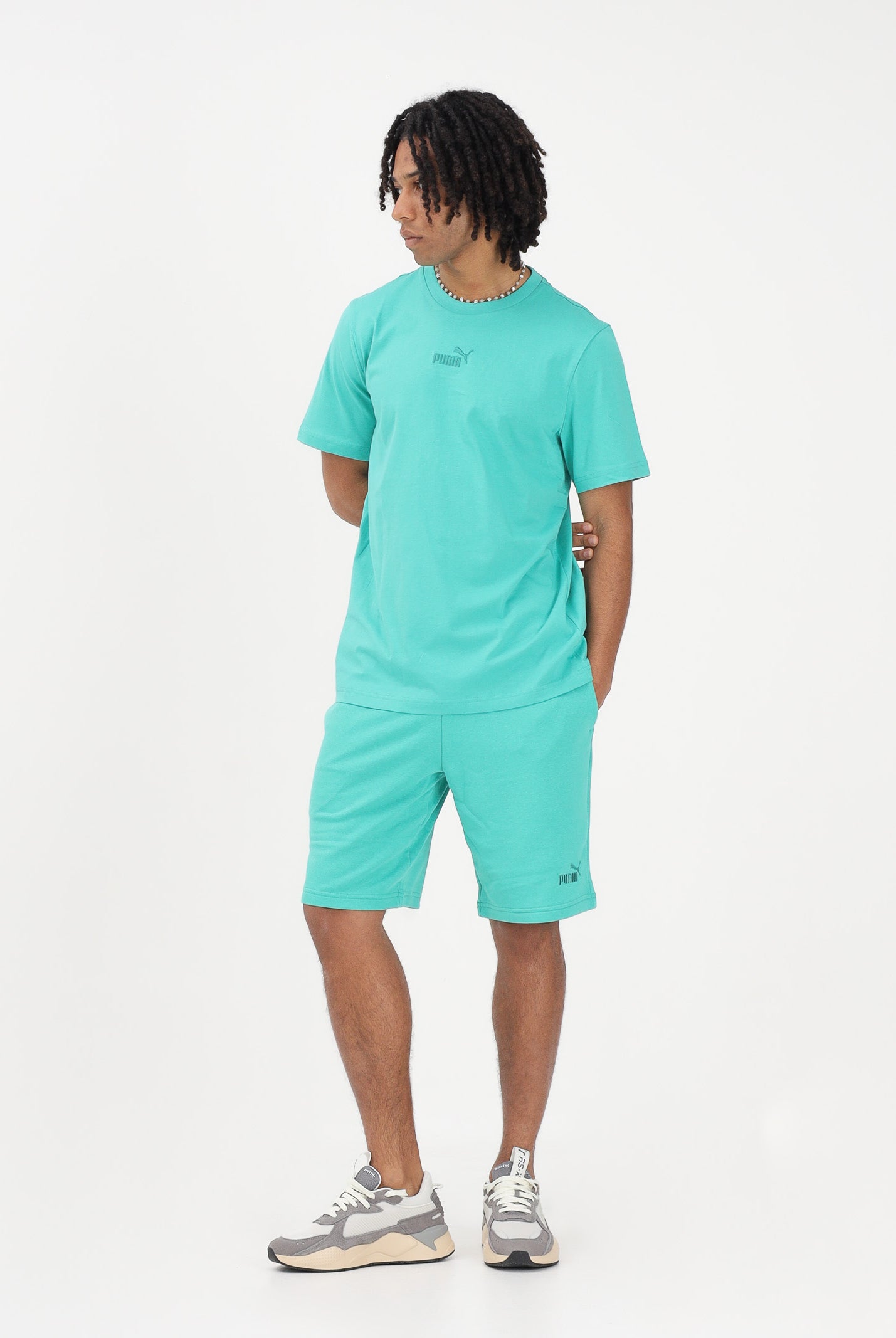 PUMA Shorts sportivo Essentials No. 1 Logo 10" turchese da uomo 682595 40 PUMA
