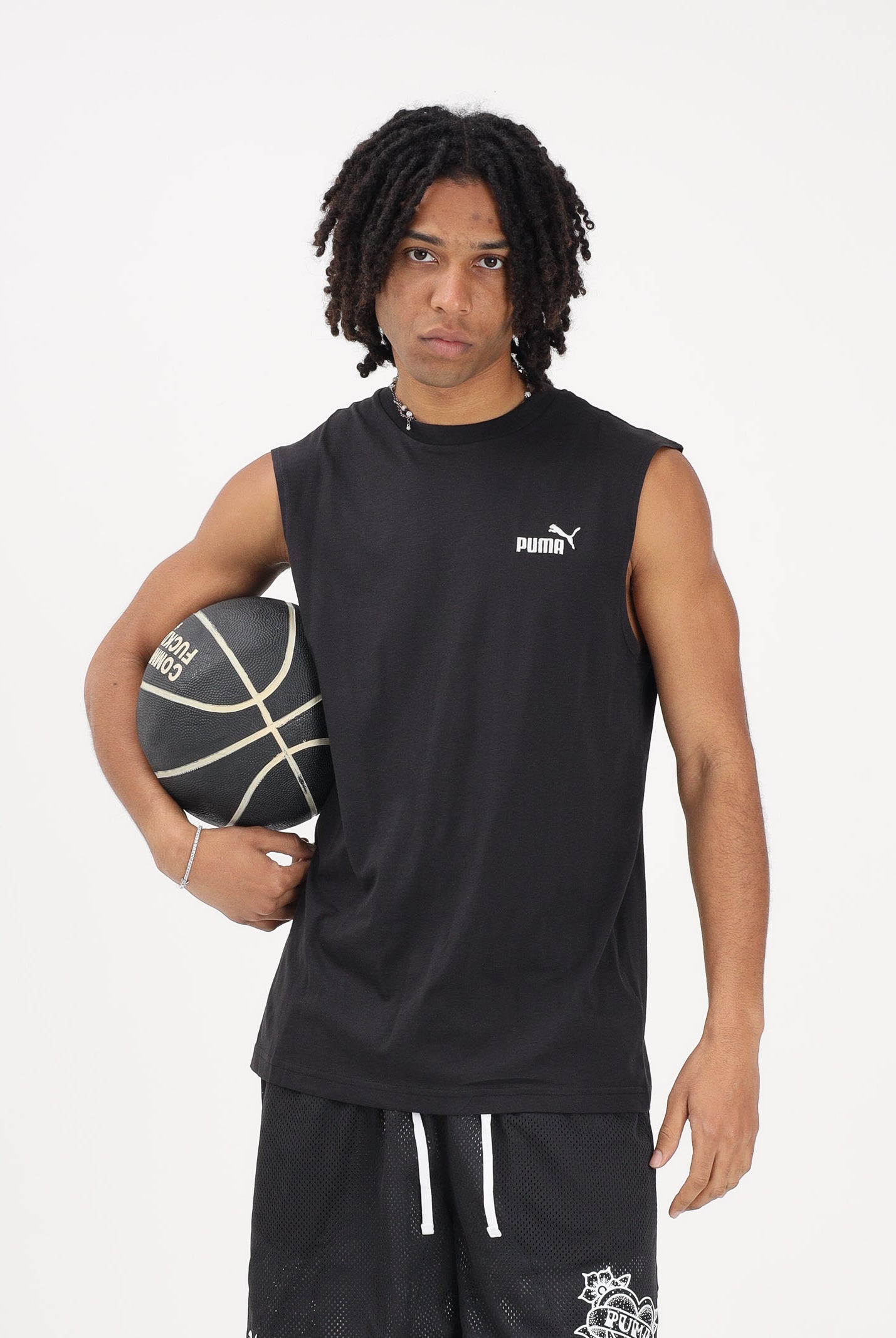 PUMA T-shirt senza maniche Essentials nera da uomo 682626 01 PUMA