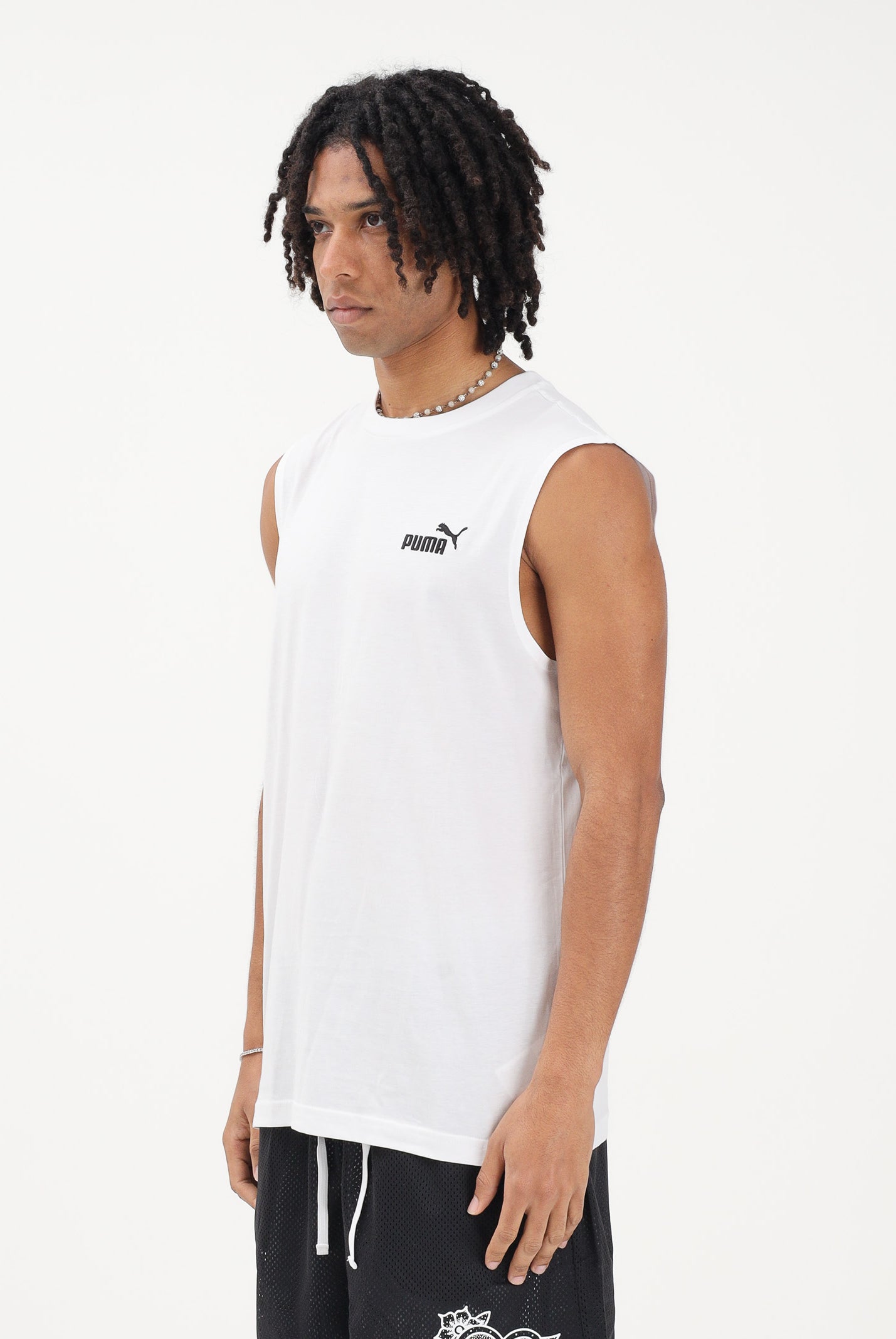 PUMA T-shirt senza maniche Essentials bianca da uomo 682626 02 PUMA