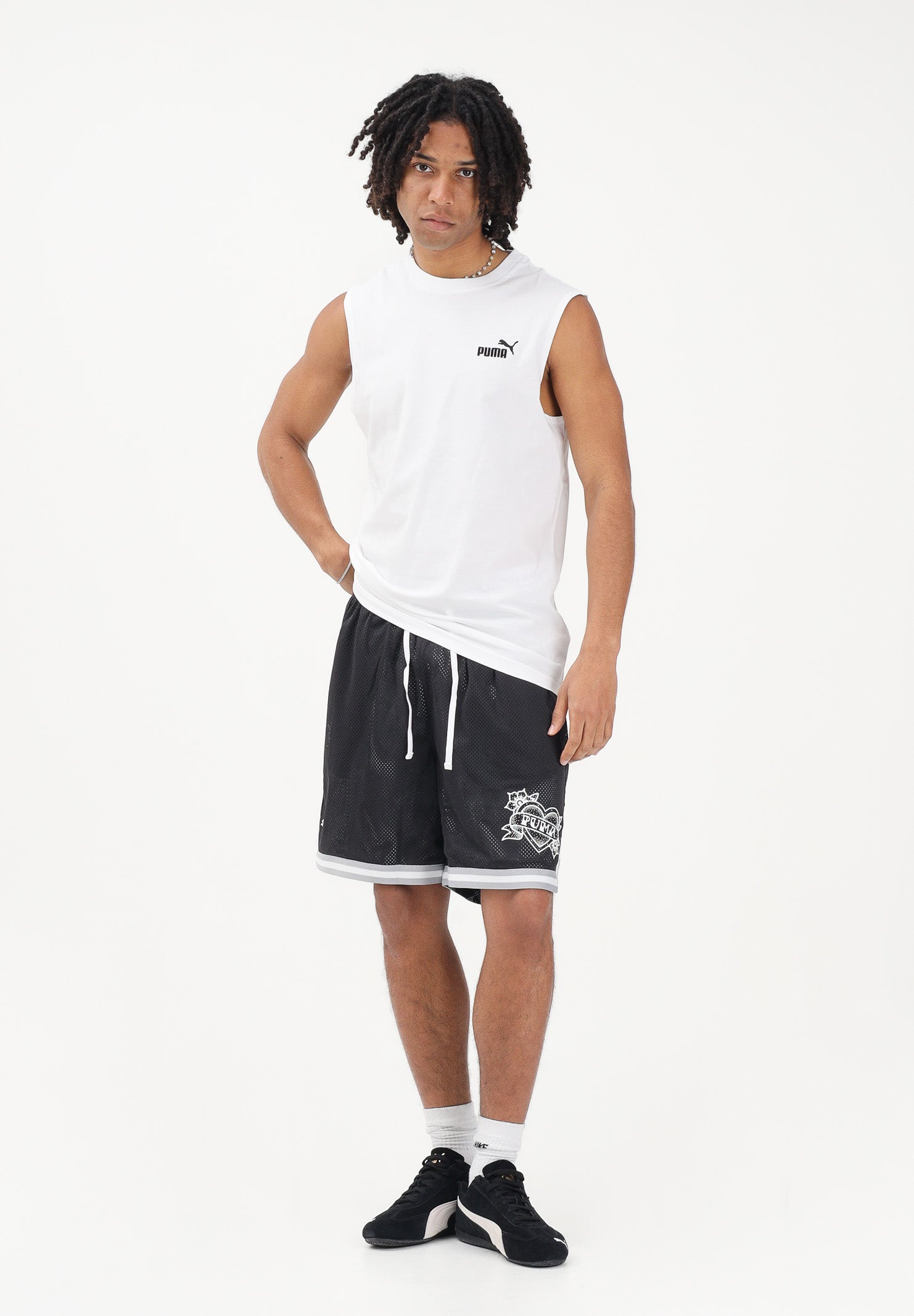 PUMA T-shirt senza maniche Essentials bianca da uomo 682626 02 PUMA
