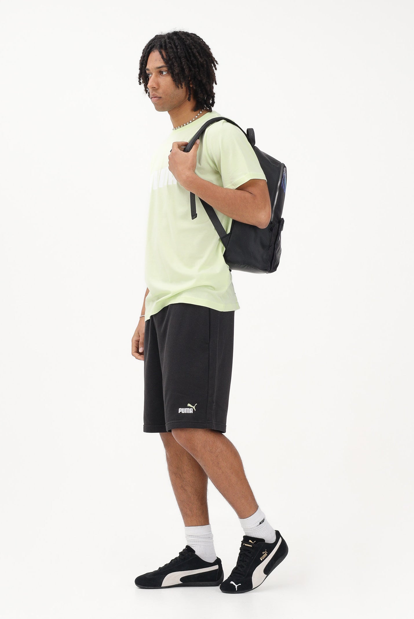 PUMA T-shirt a manica corta Essentials 2 Colour N.1 Logo verde lime da uomo 684708 76 PUMA