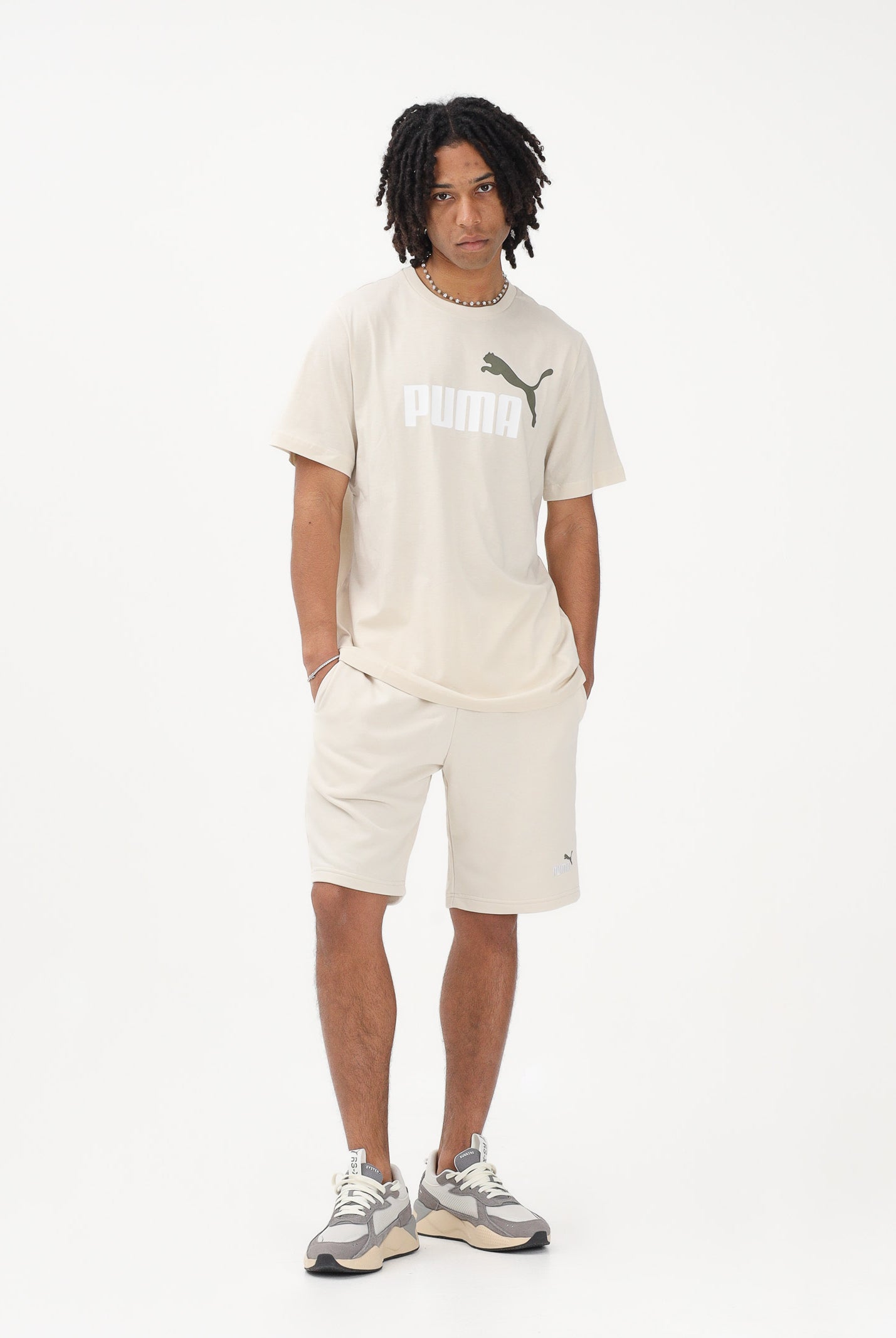 PUMA T-shirt a manica corta Essentials 2 Colour N.1 Logo panna da uomo 684708 86 PUMA