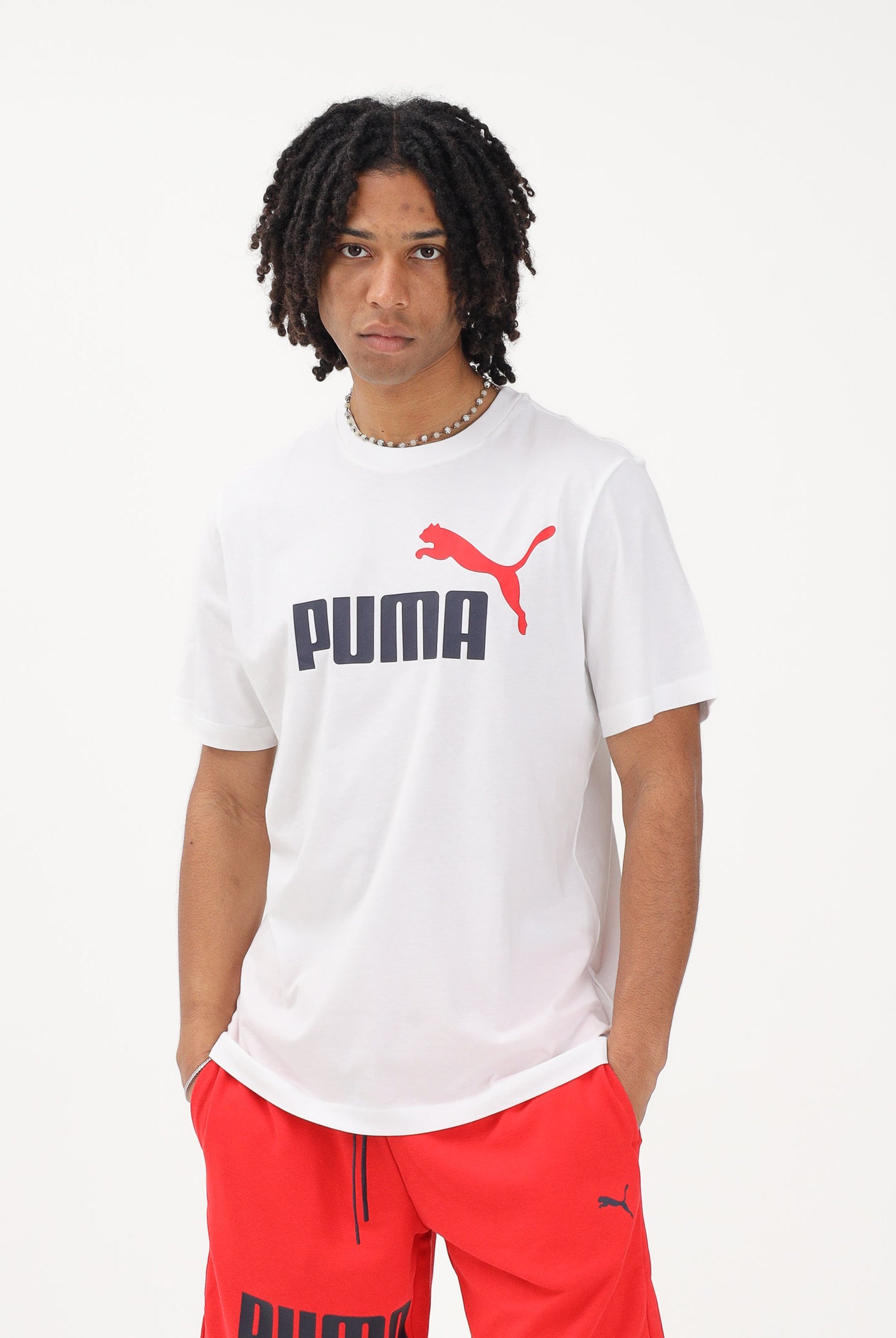PUMA T-shirt a manica corta Essentials 2 Colour N.1 Logo bianca da uomo 684708 92 PUMA