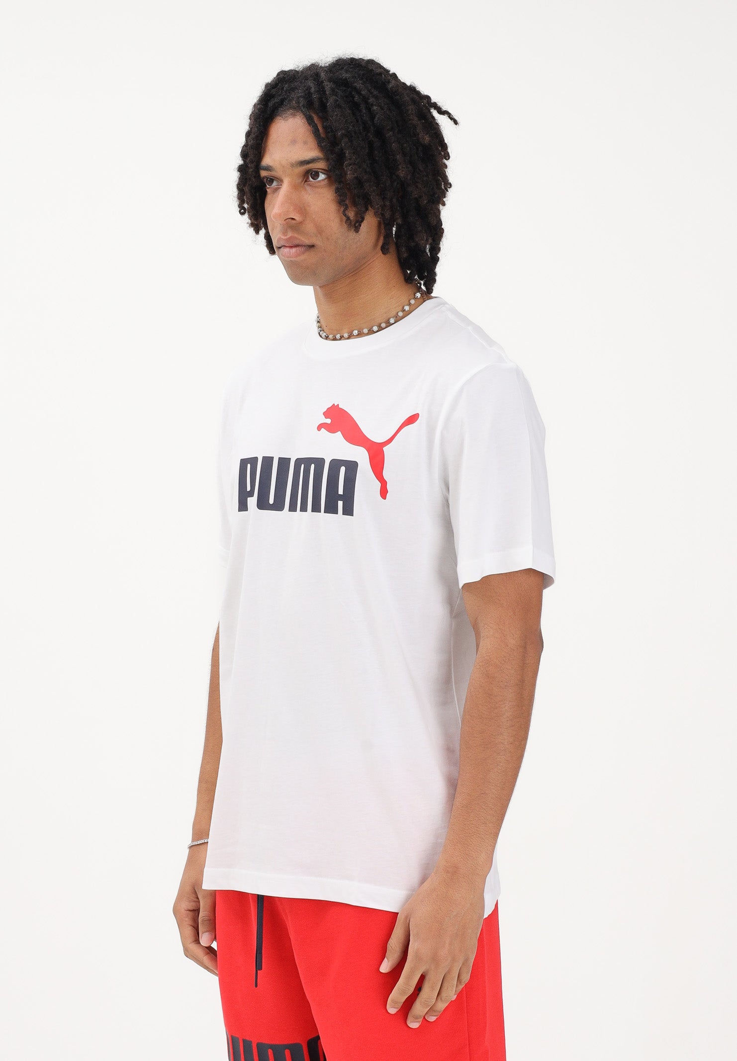 PUMA T-shirt a manica corta Essentials 2 Colour N.1 Logo bianca da uomo 684708 92 PUMA
