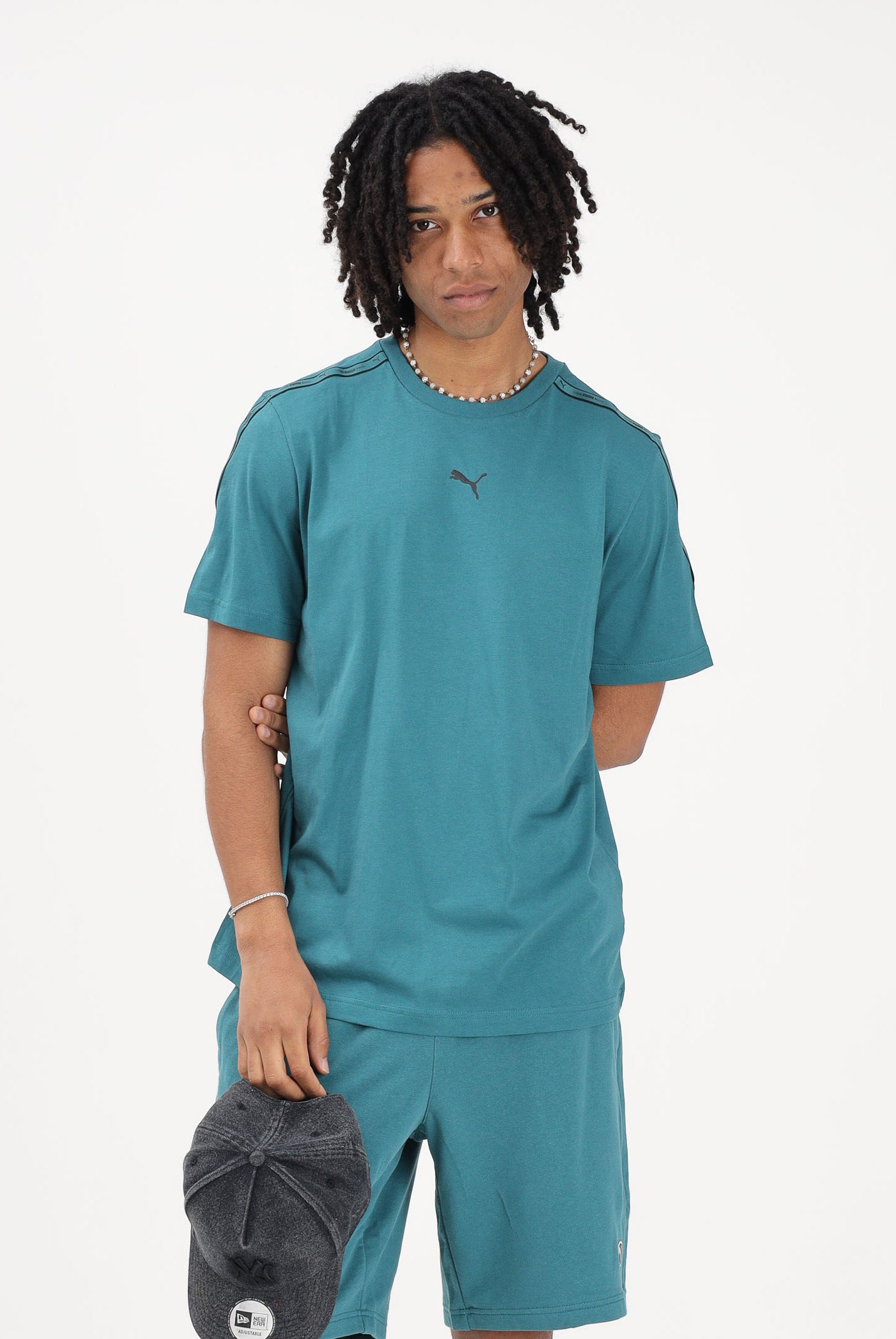 PUMA T-shirt a manica corta Essentials Tape turchese da uomo 691693 41 PUMA