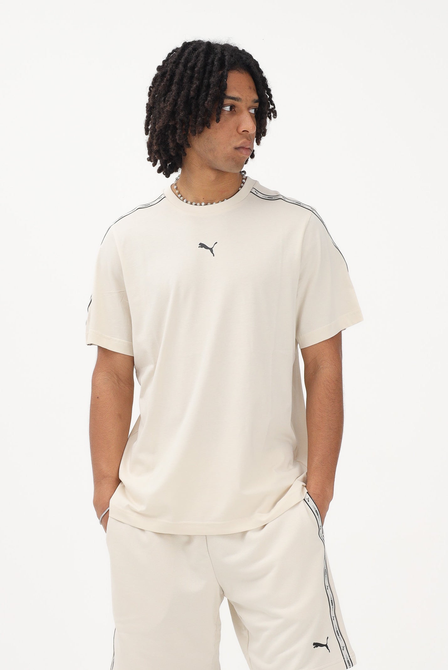 PUMA T-shirt a manica corta Essentials Tape panna da uomo 691693 87 PUMA