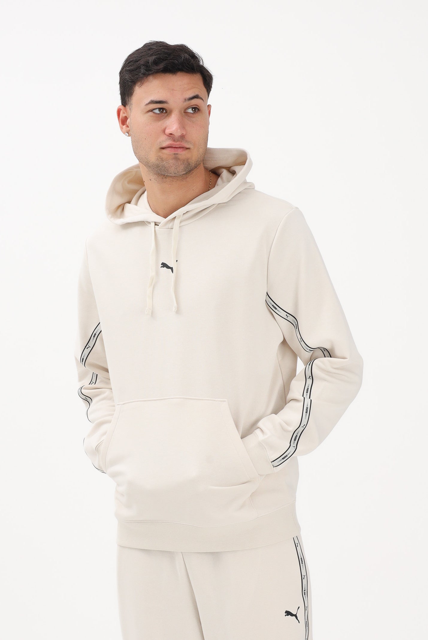 PUMA Felpa con cappuccio Essentials Tape panna da uomo 691694 87 PUMA
