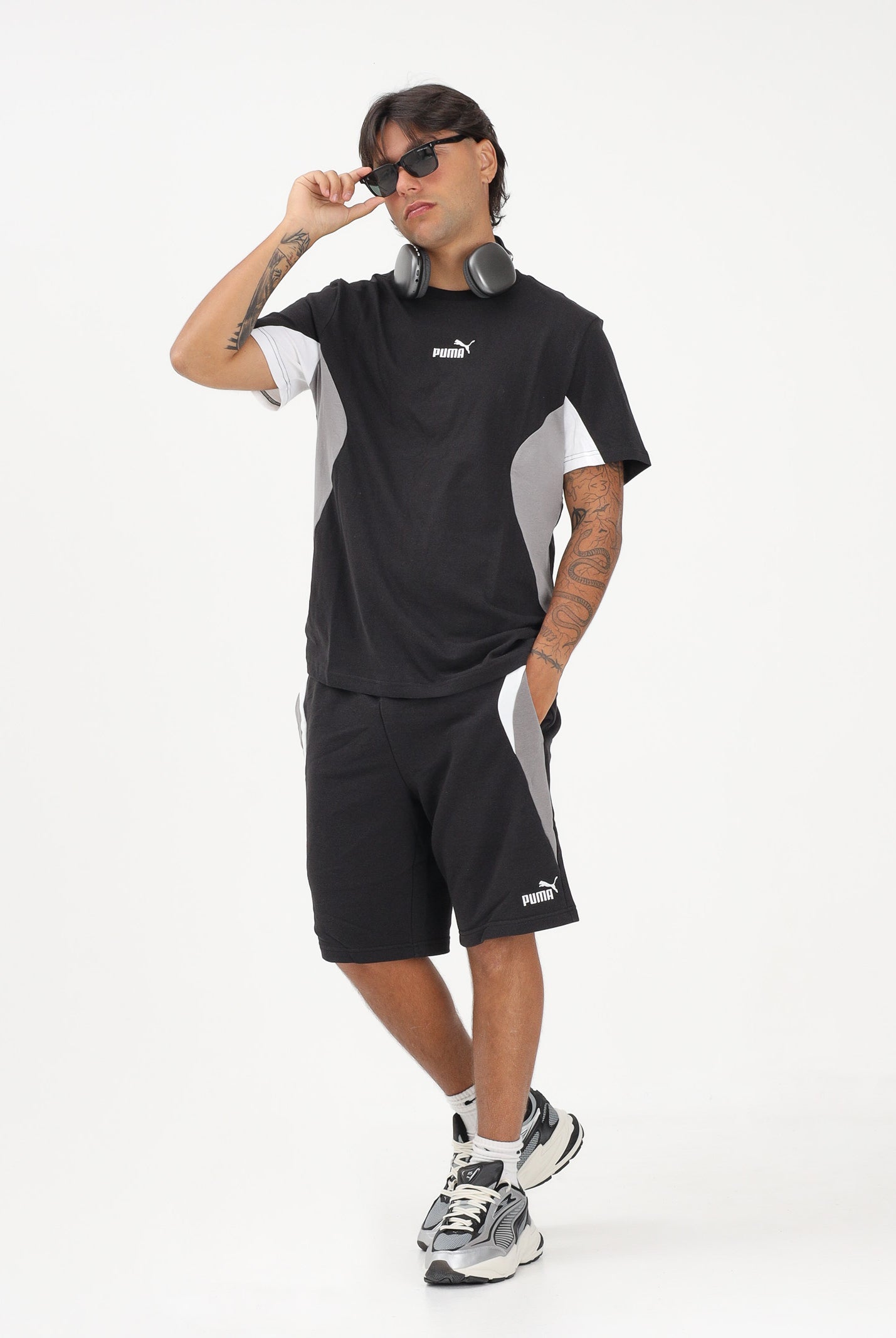 PUMA T-shirt a manica corta Essentials Block nera da uomo 691698 01 PUMA