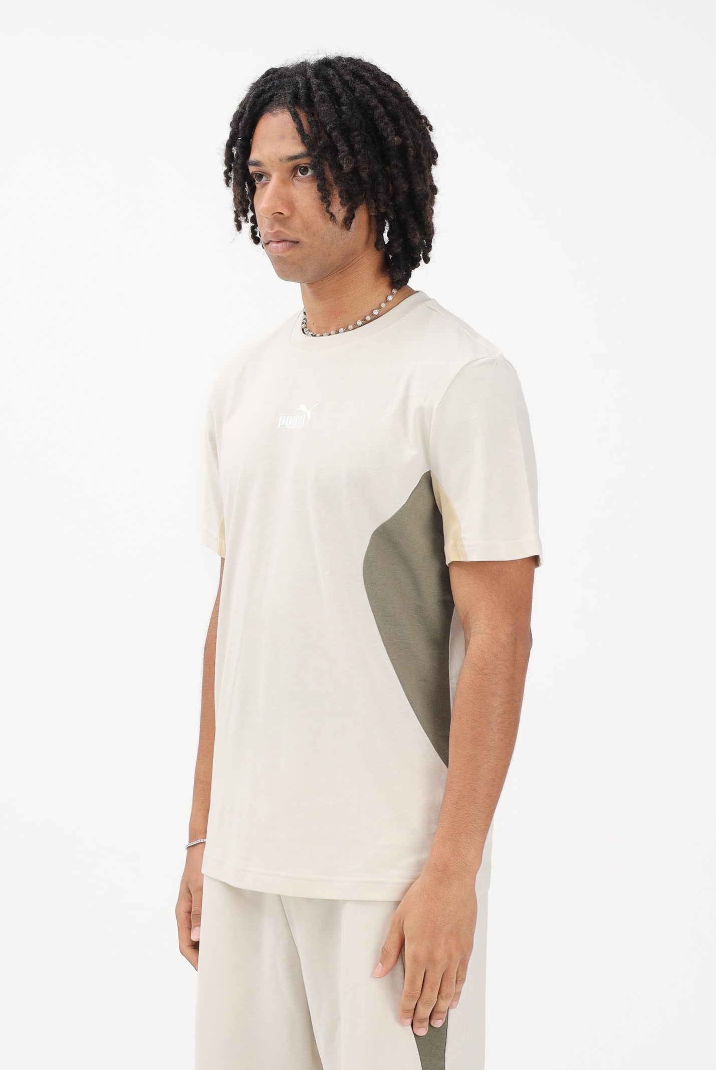 PUMA T-shirt a manica corta Essentials Block panna da uomo 691698 87 PUMA
