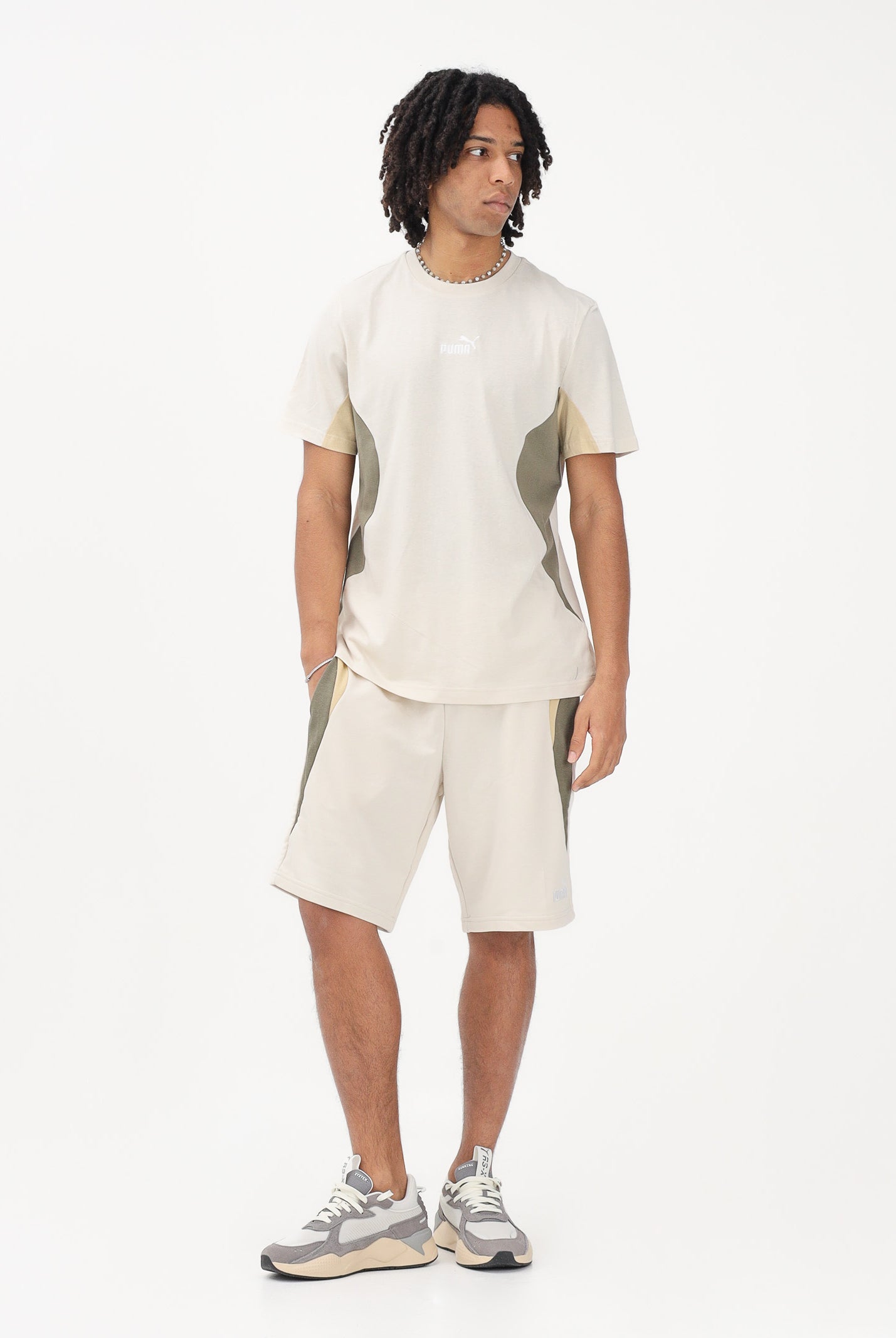 PUMA T-shirt a manica corta Essentials Block panna da uomo 691698 87 PUMA