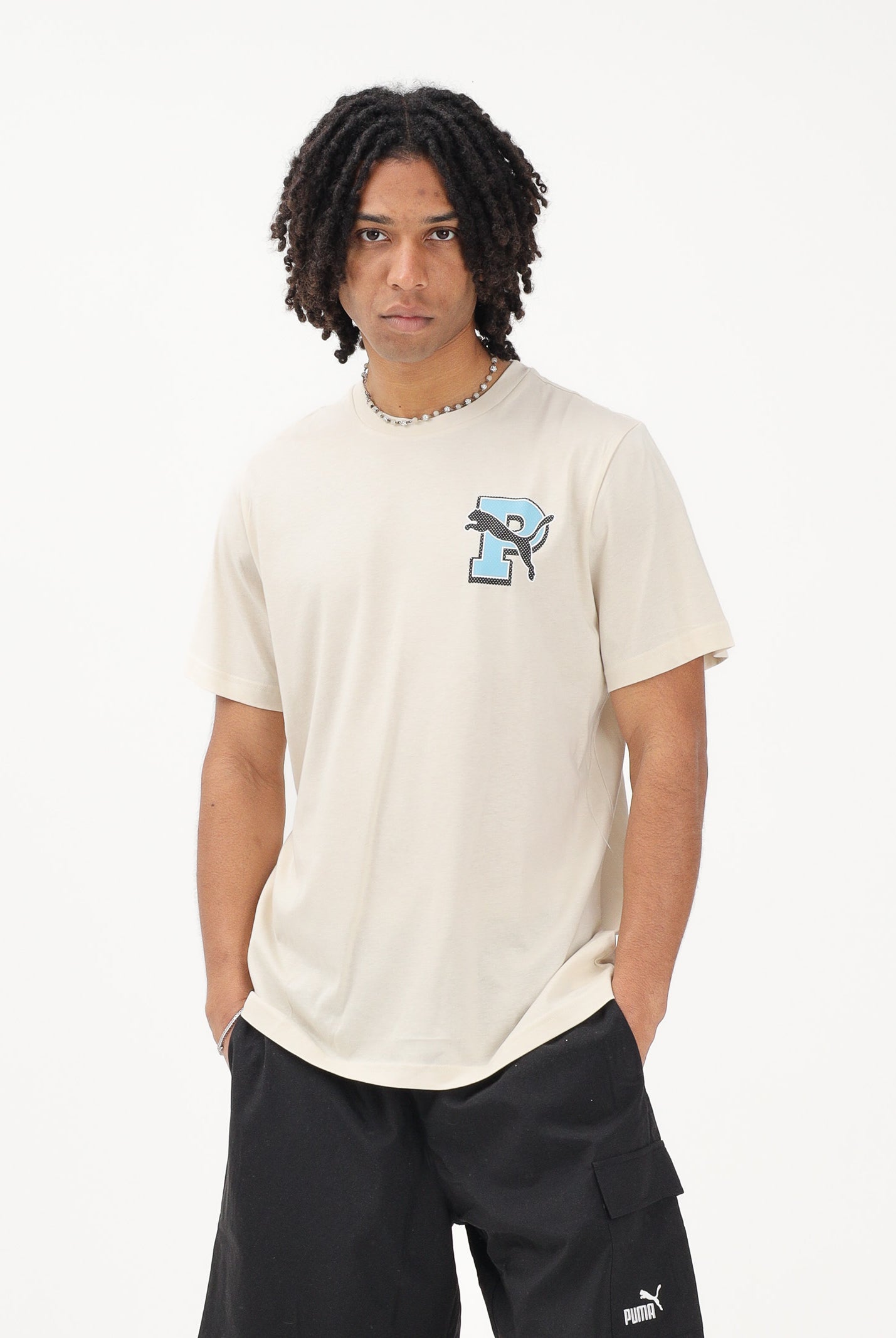PUMA T-shirt a manica corta Graphic Varsity panna da uomo 691776 87 PUMA
