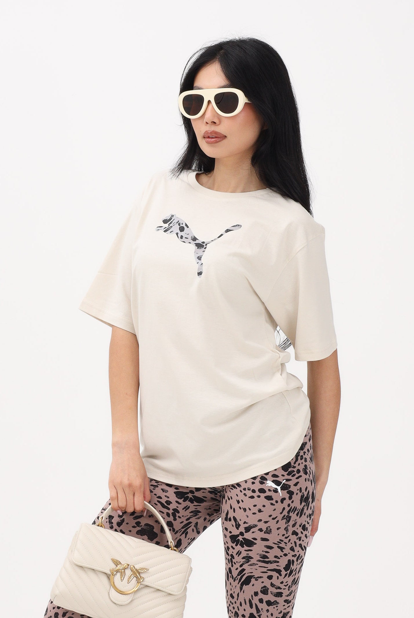 PUMA T-shirt a manica corta Essentials Animal panna da donna 691821 87 PUMA