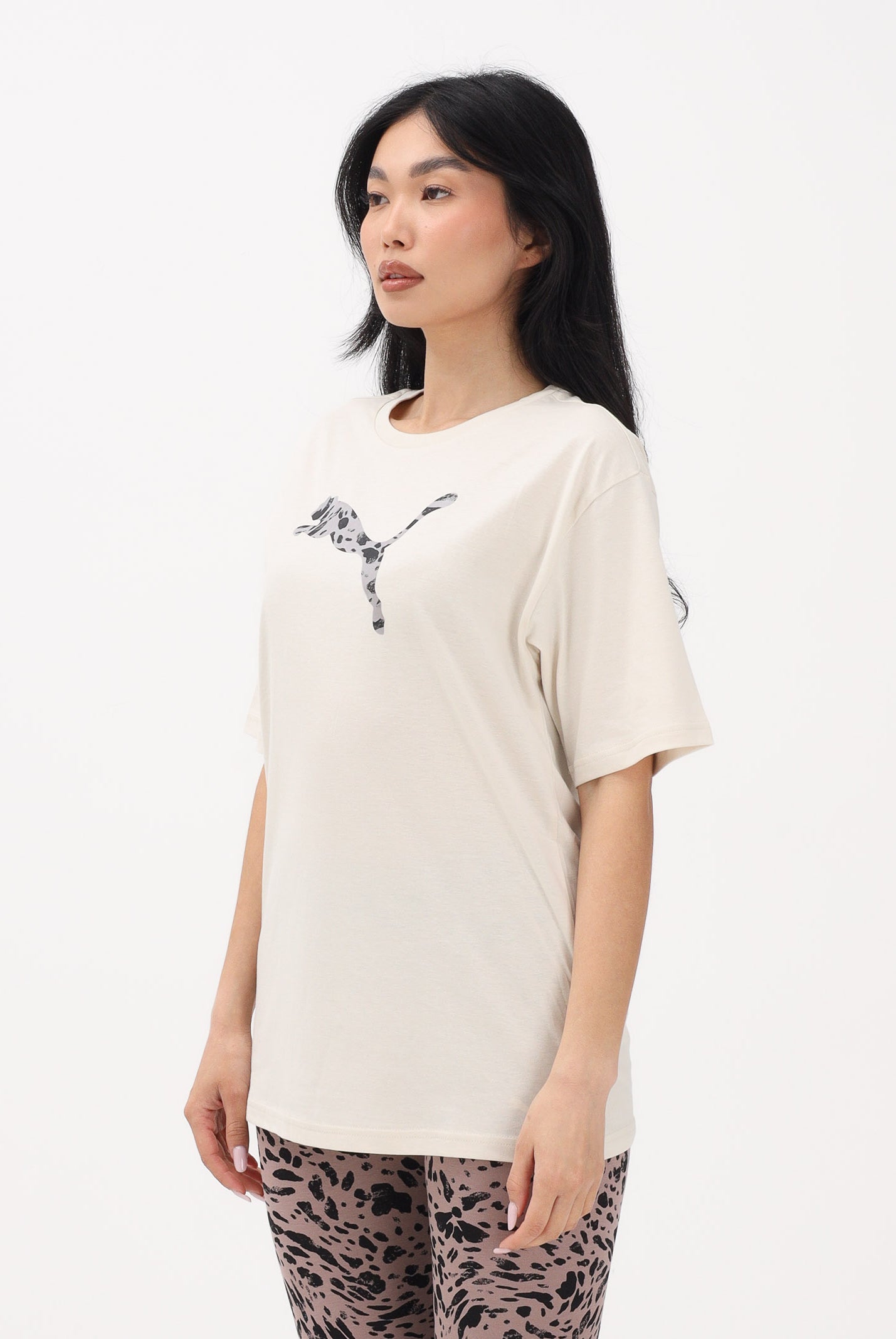 PUMA T-shirt a manica corta Essentials Animal panna da donna 691821 87 PUMA