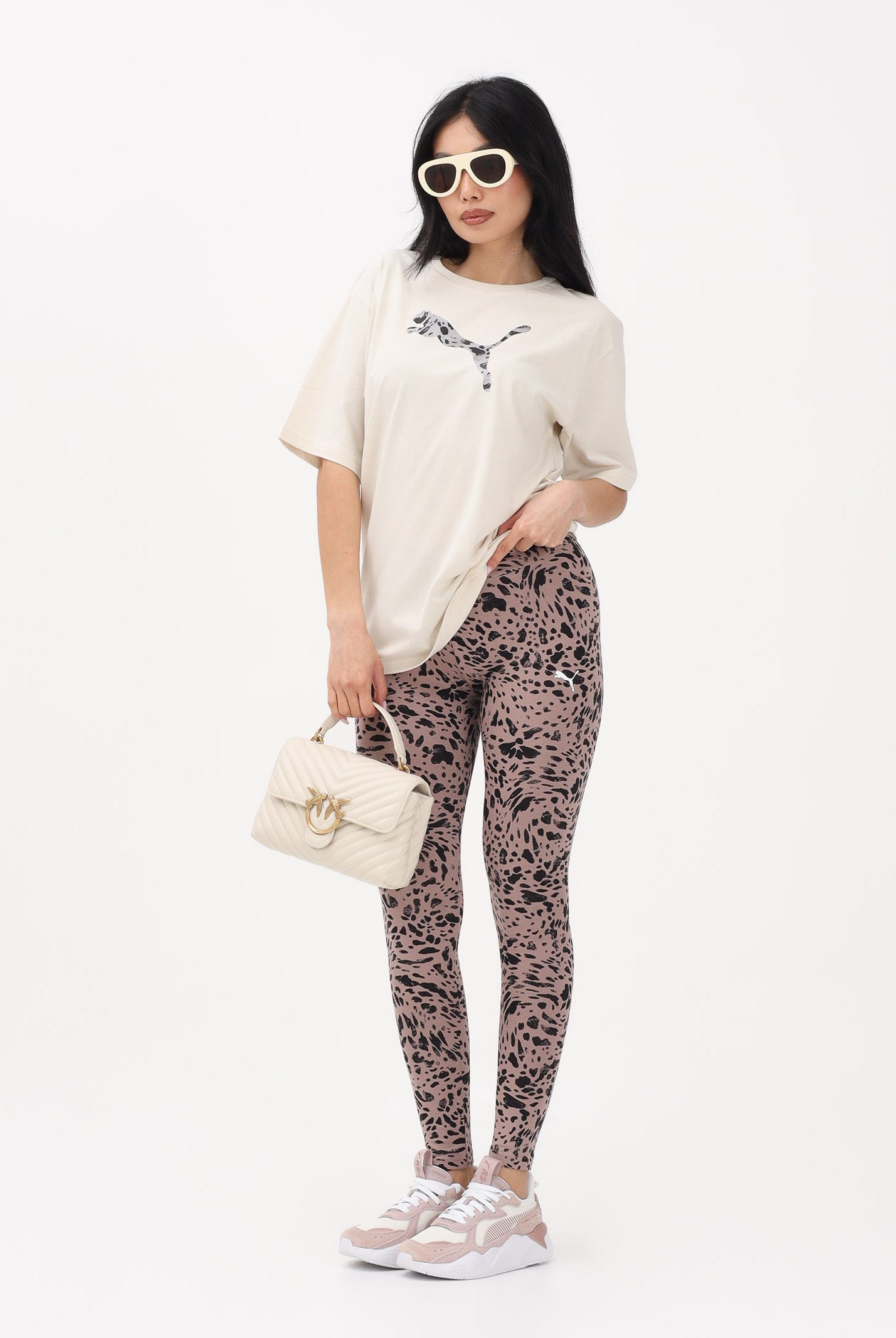 PUMA T-shirt a manica corta Essentials Animal panna da donna 691821 87 PUMA