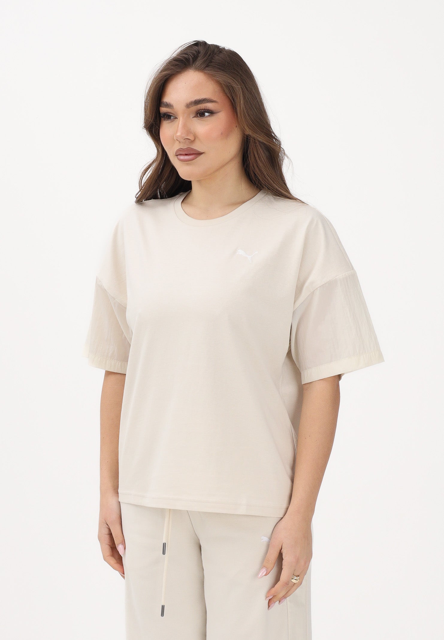 PUMA T-shirt a manica corta HER Oversized panna da donna 691883 87 PUMA