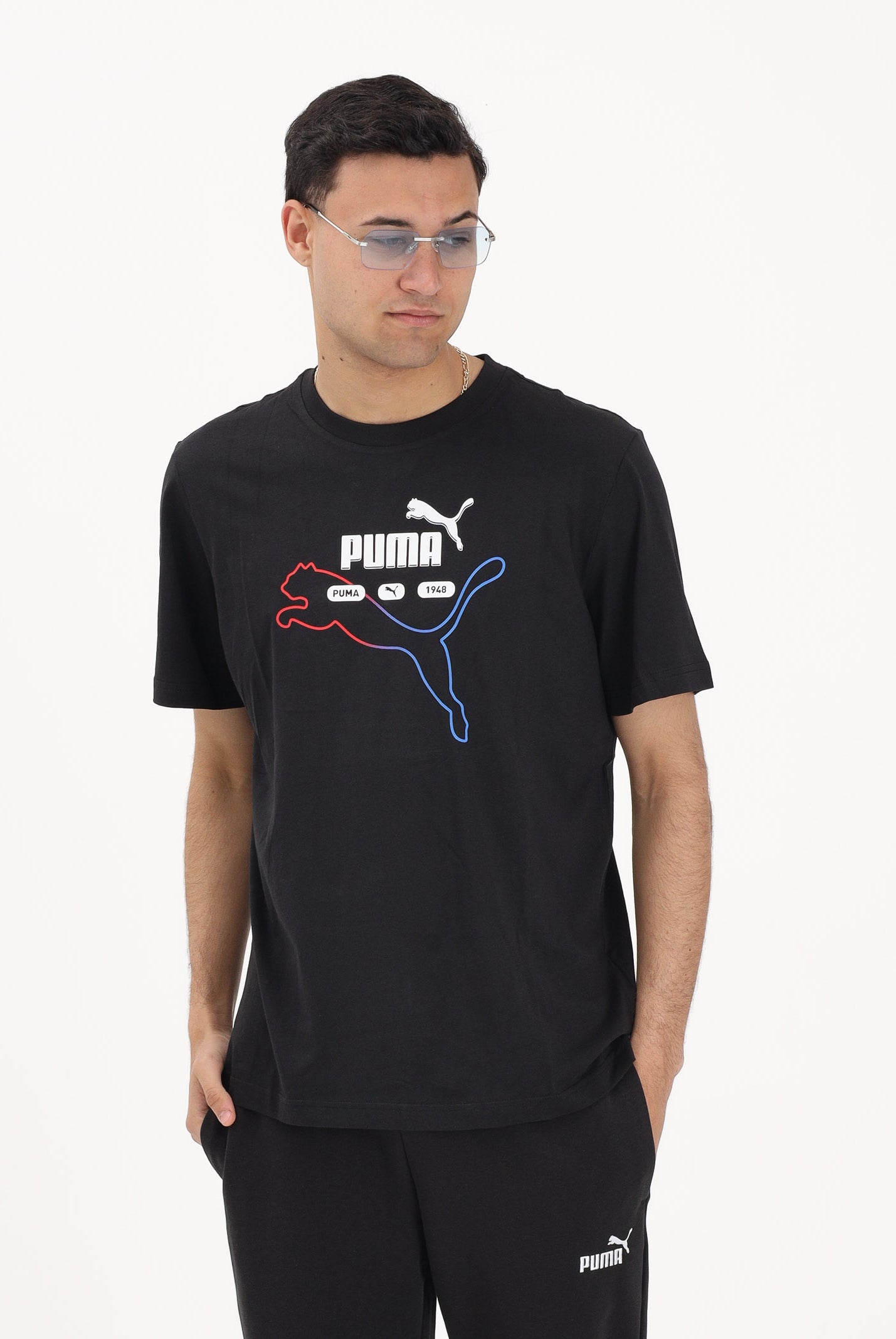 PUMA T-shirt a manica corta Graphic "Heritage Cat" nera da uomo 692031 01 PUMA