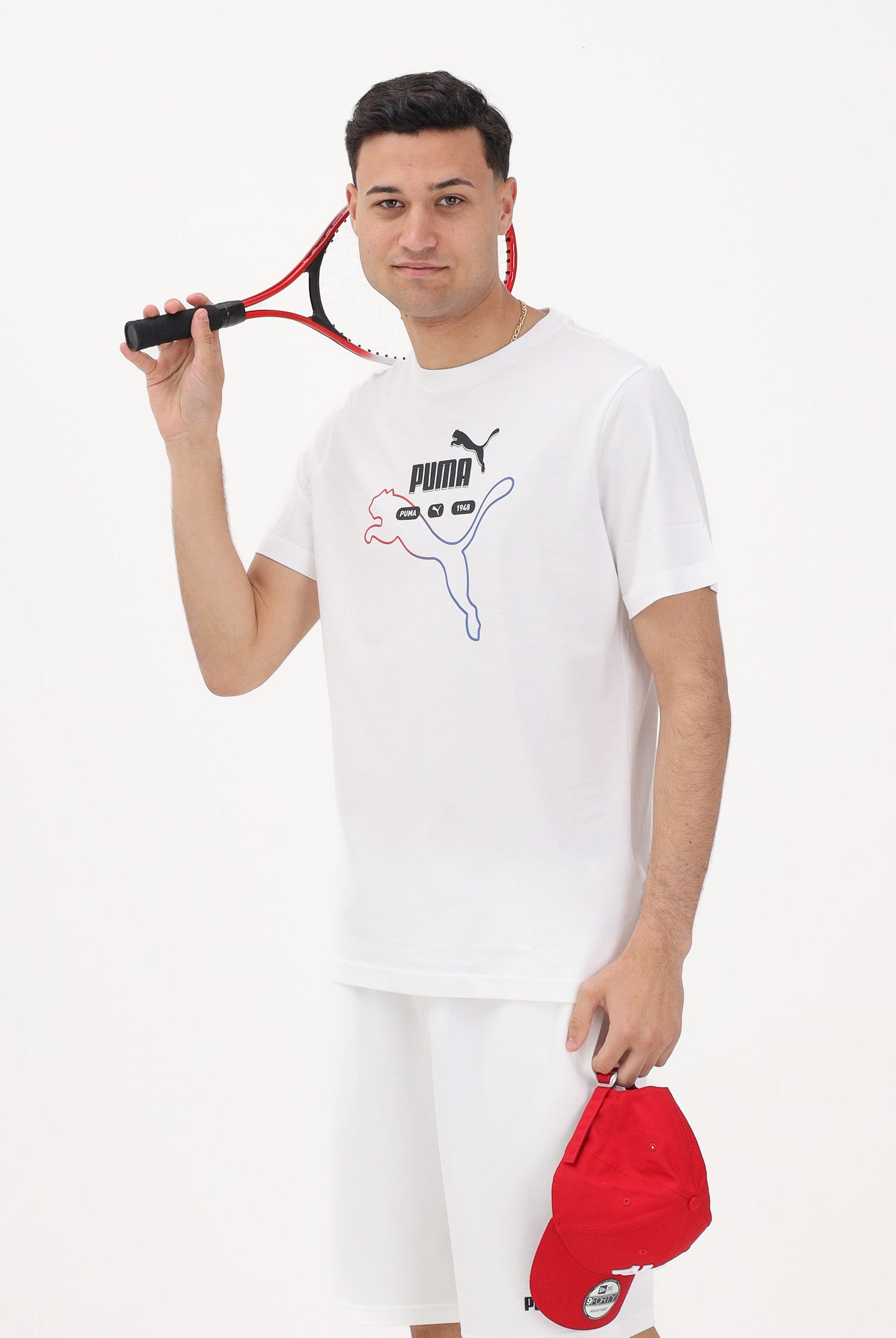 PUMA T-shirt a manica corta Graphic "Heritage Cat" bianca da uomo 692031 02 PUMA