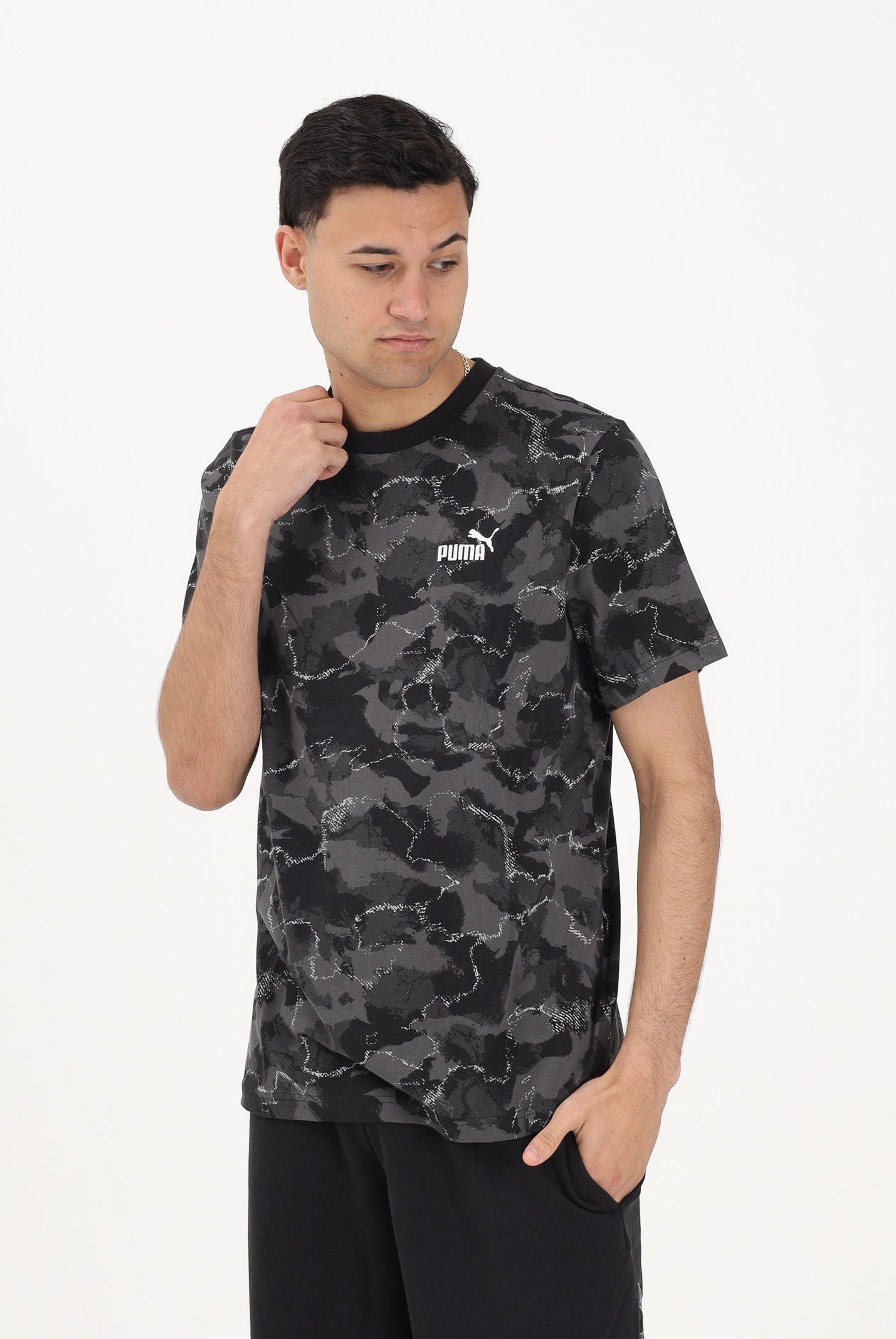 PUMA T-shirt a manica corta Essentials Camo nera da uomo 692035 01 PUMA