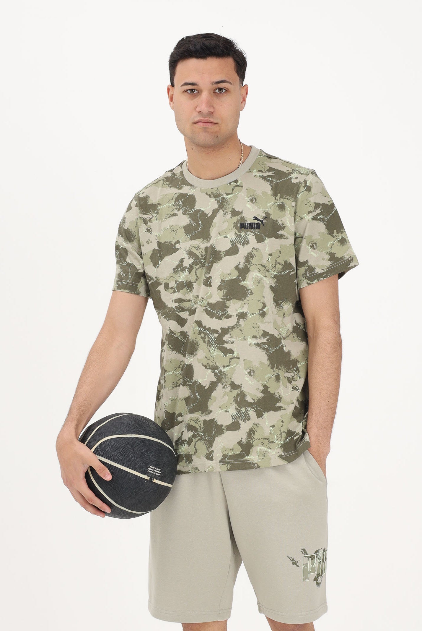 PUMA T-shirt a manica corta Essentials Camo verde militare da uomo 692035 61 PUMA