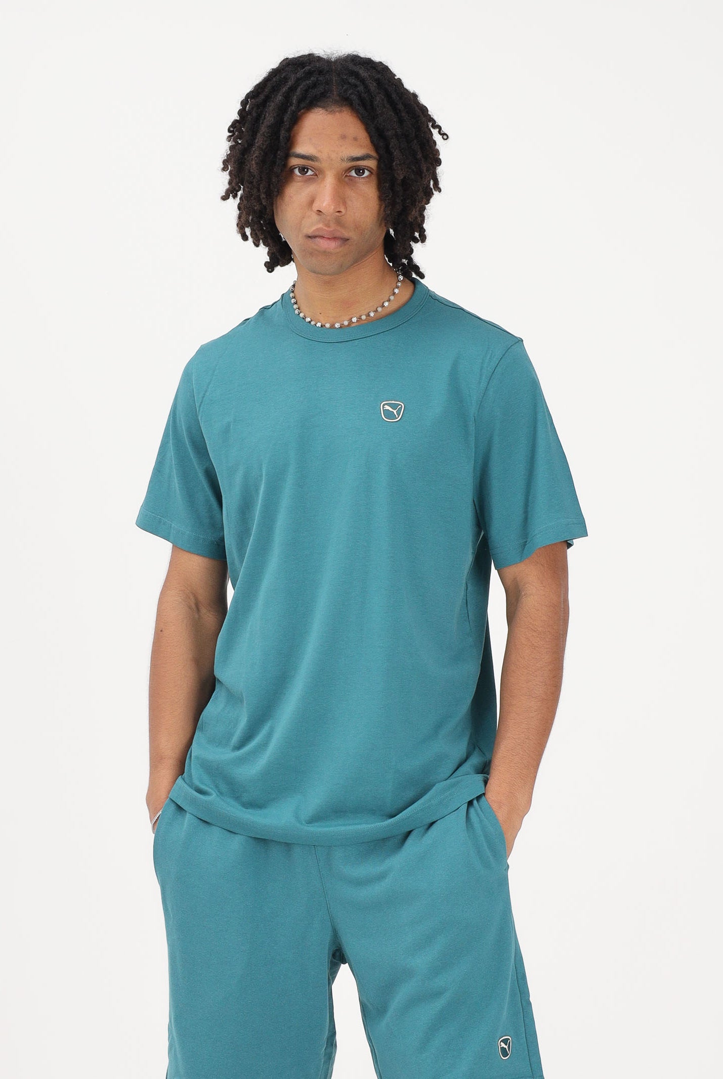 PUMA T-shirt a manica corta Essentials Elevated turchese da uomo 692054 41 PUMA