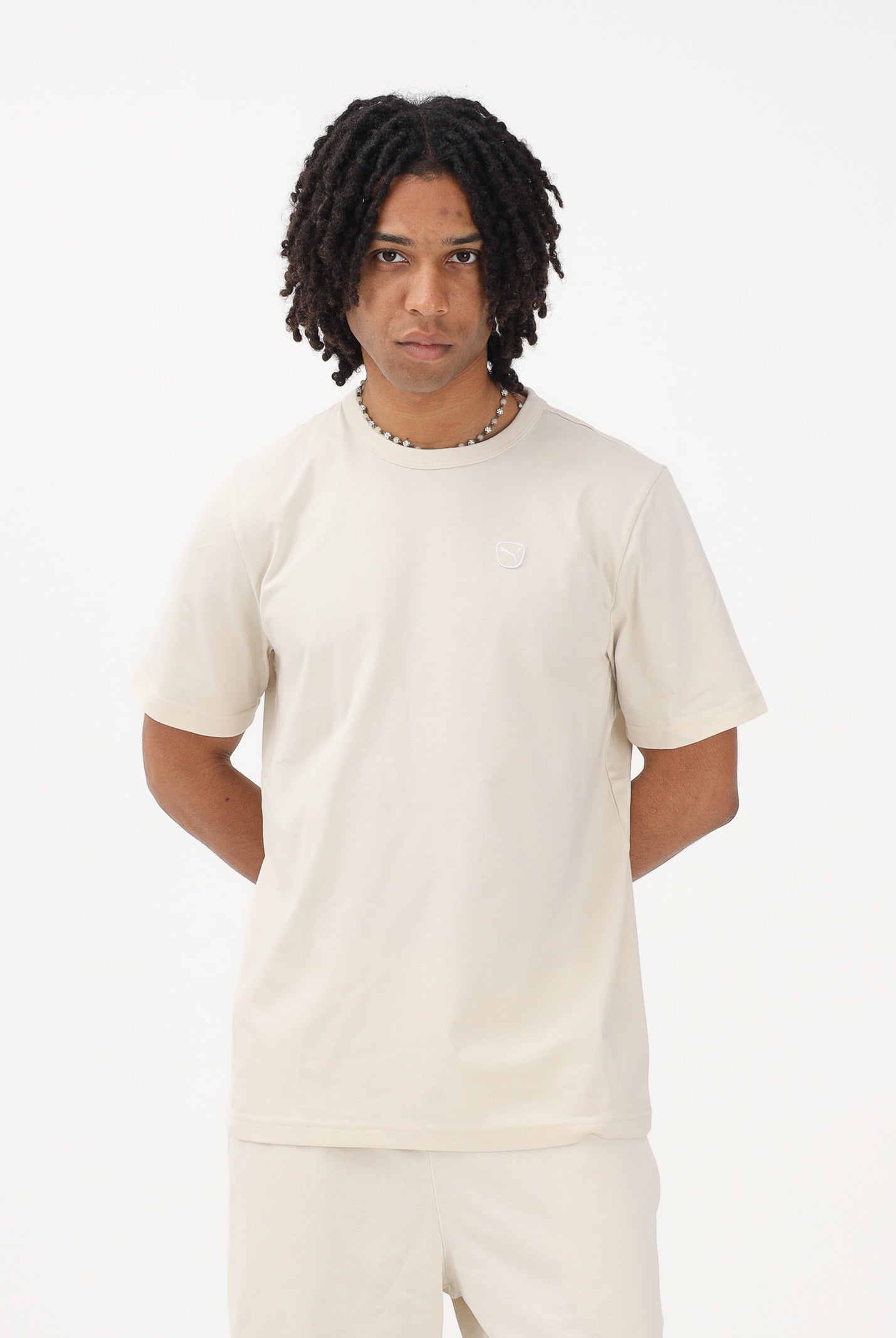 PUMA T-shirt a manica corta Essentials Elevated beige da uomo 692054 87 PUMA