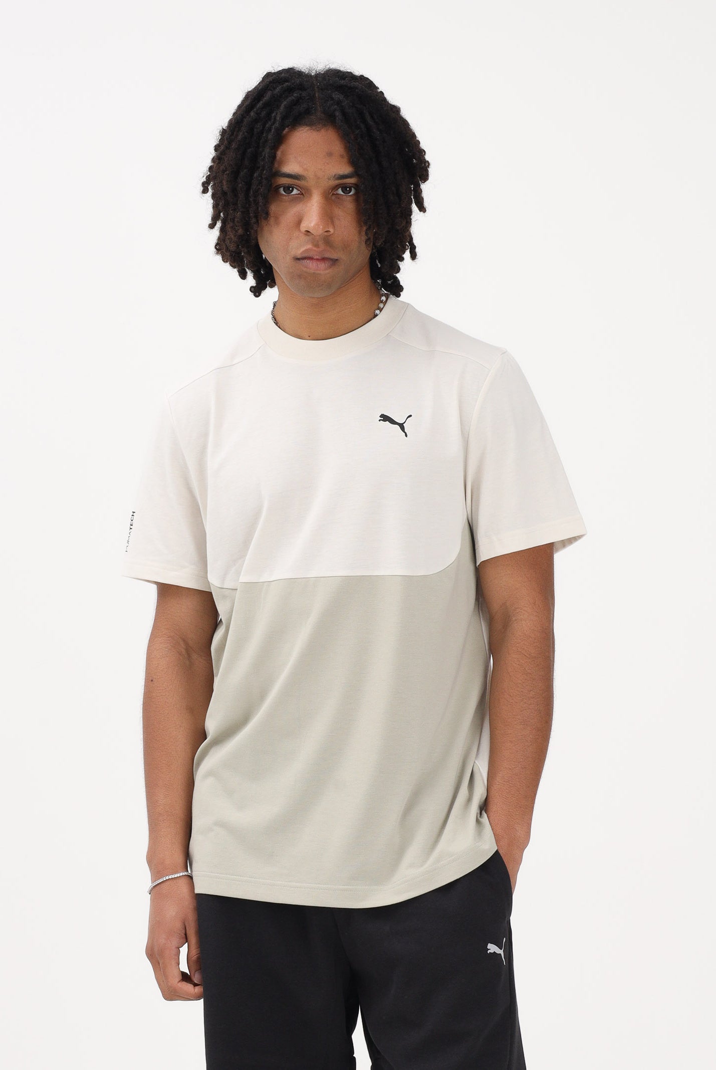 PUMA T-shirt a manica corta PUMATECH panna e verde da uomo 692180 87 PUMA